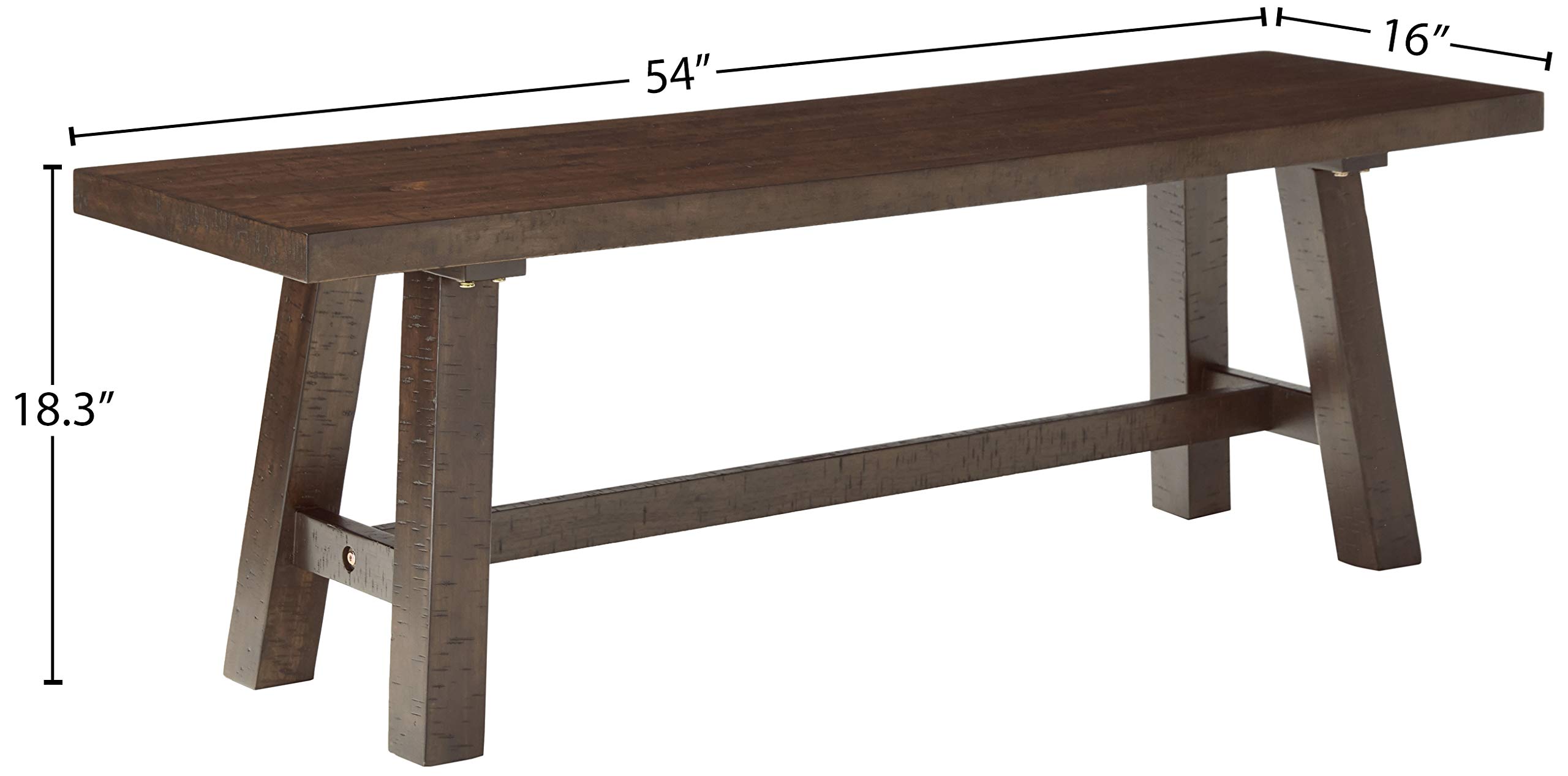 Cortesi Home Figi Dining Bench - Rustic Solid Wood Kitchen Bench with Backrest - Perfect for Farmhouse, Dining Room, and Kitchen Seating