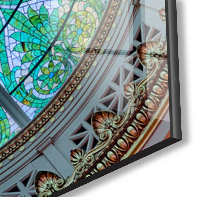 Stained Glass Blue Church Window Wall Art - Handmade Gothic Decor for Home, Office & Wedding Venue