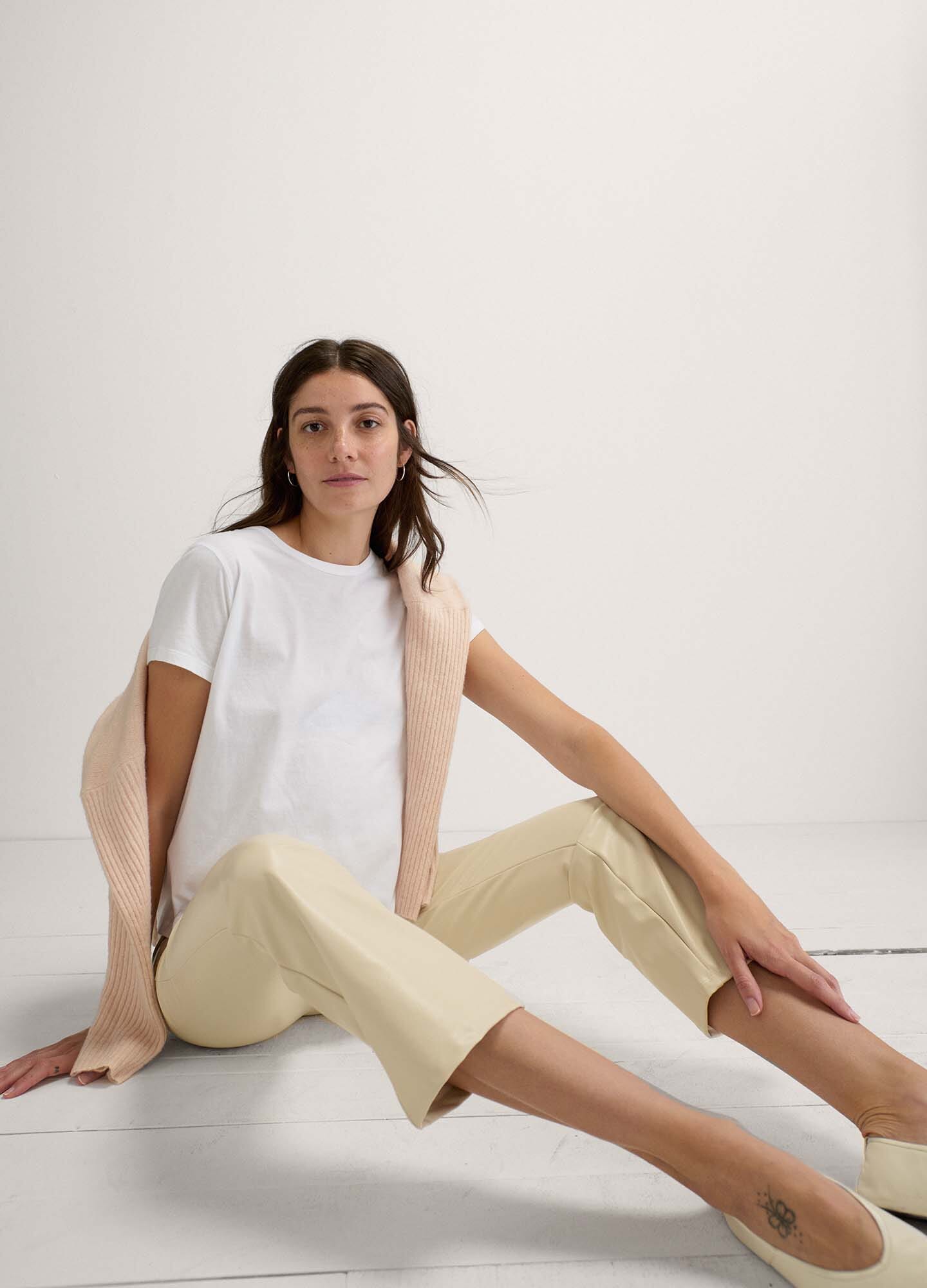 Vegan Stretch Leather Crop Flare Pants - Women's High Waisted Faux Leather Trousers for Casual & Party Wear