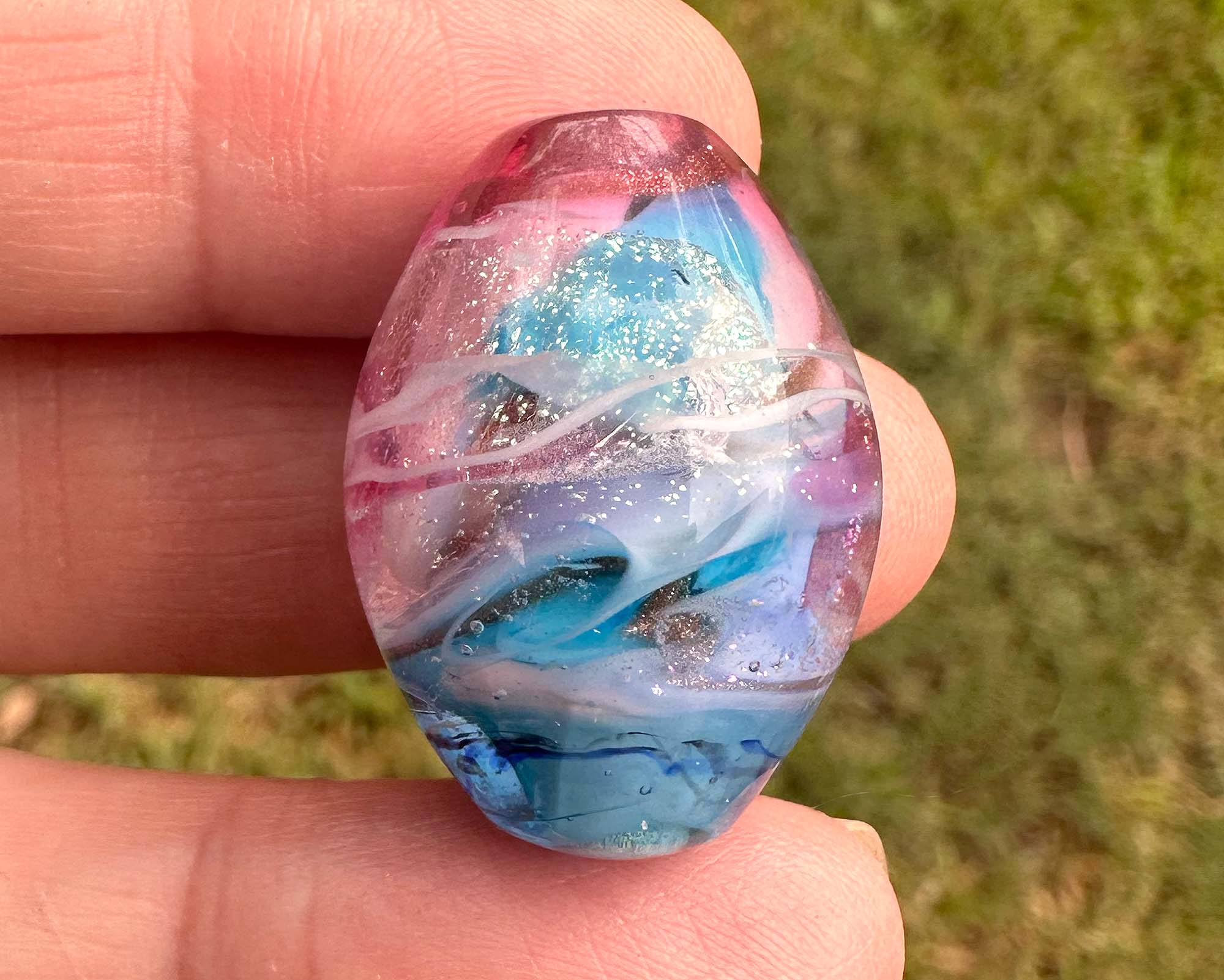 Dichroic Glass Lampwork Focal Bead for Jewelry Making - Cotton Candy Color Handmade Art Bead - Perfect for Necklaces, Bracelets & DIY Craft Projects