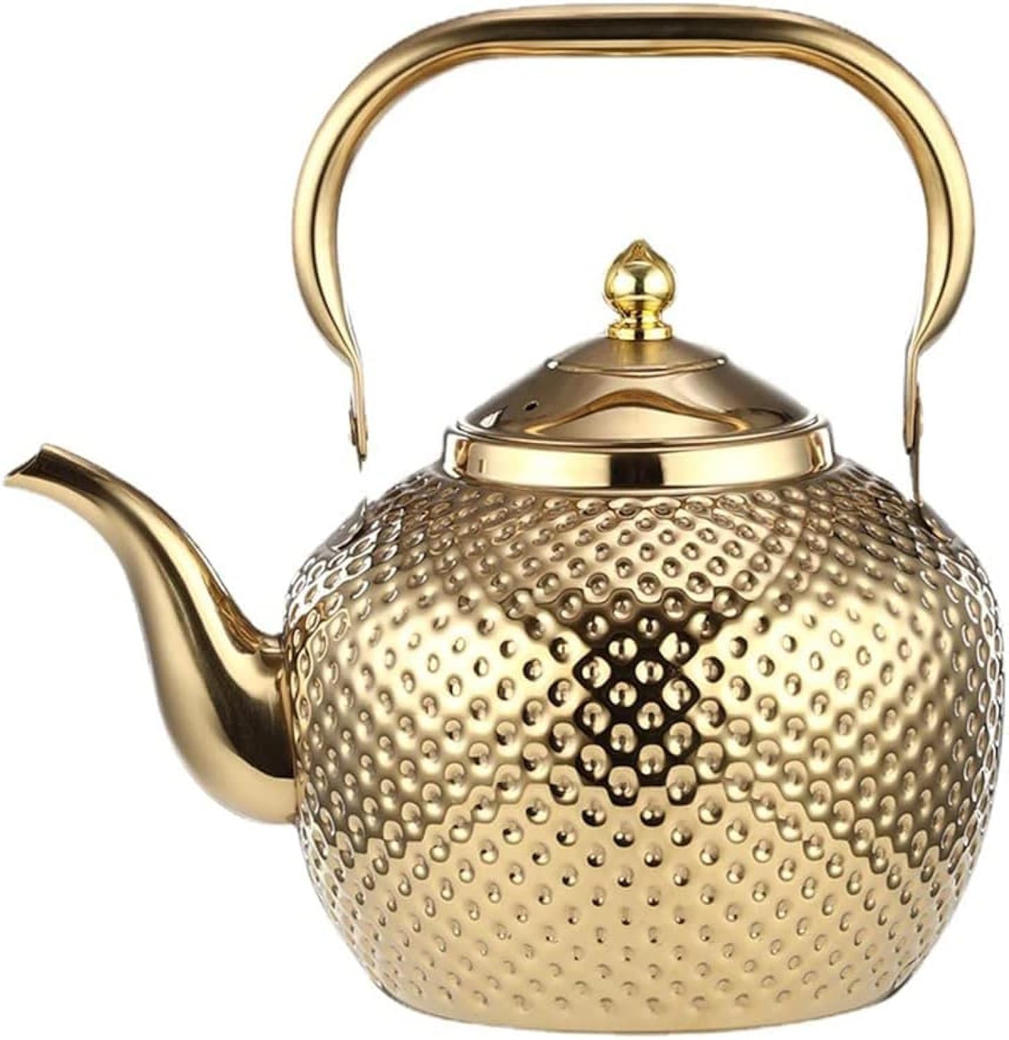 SANQIAHOME 1500ml Stainless Steel Teapot with Infuser - Induction & Gas Compatible Tea Kettle with Ergonomic Handle - Perfect for Home, Office, and Tea Ceremonies (Gold)