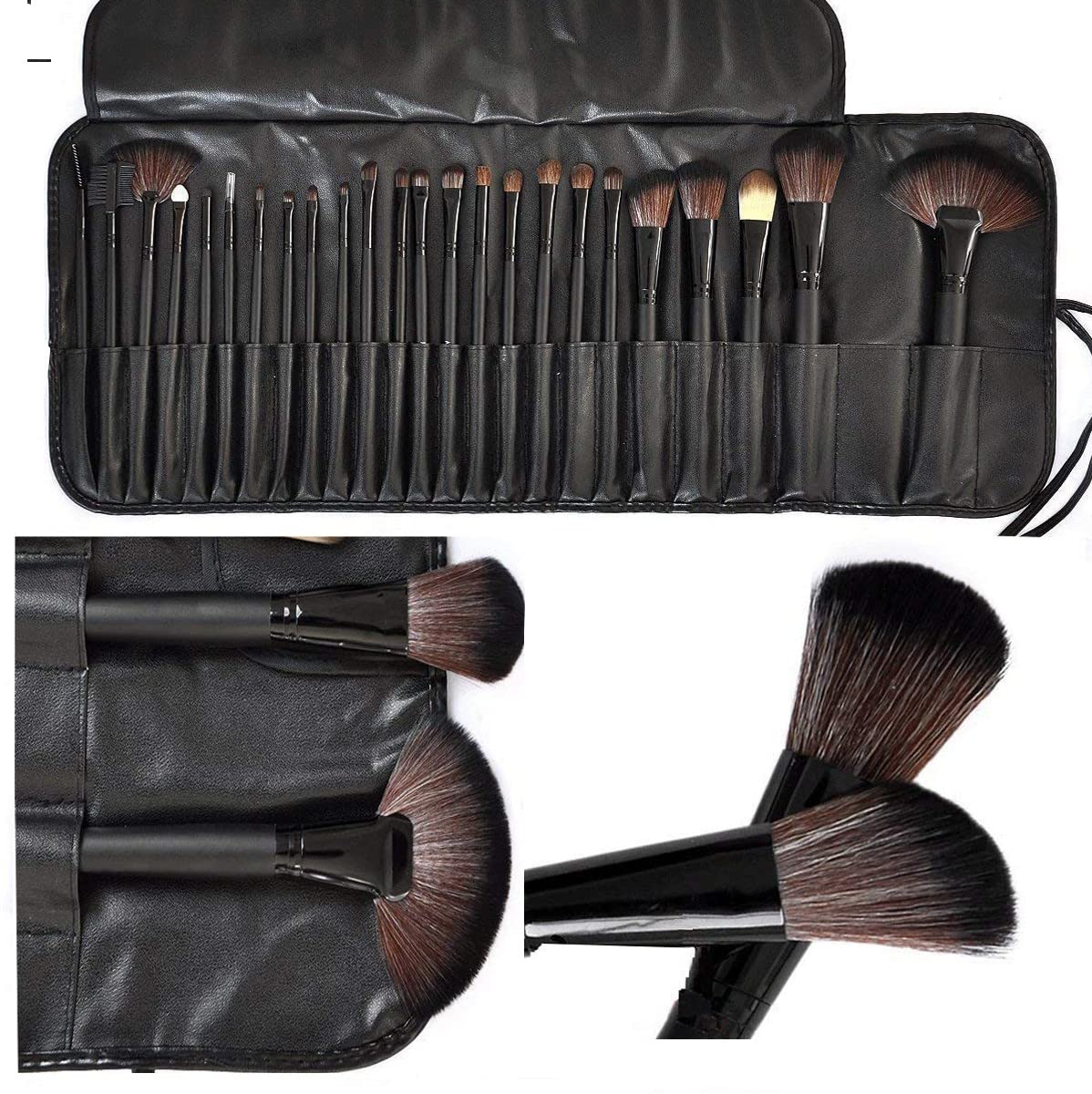Premium Synthetic Kabuki Makeup Brush Set - Foundation, Blush, Eyeshadow Brushes with Blender Sponge & Brush Cleaner | Professional Cosmetic Brush Kit for Flawless Makeup Application at Home or On-The-Go