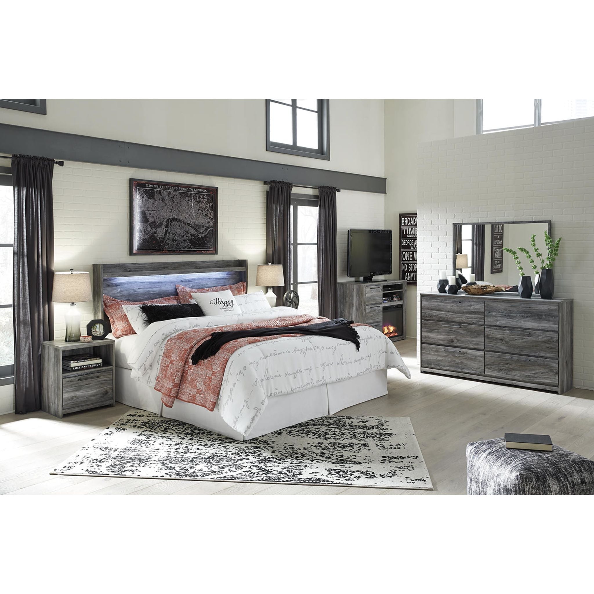 Baystorm Queen Panel Headboard - Upholstered Grey Fabric Headboard for Bedroom Decor - Perfect for Master Bedroom, Guest Room & Apartment Styling