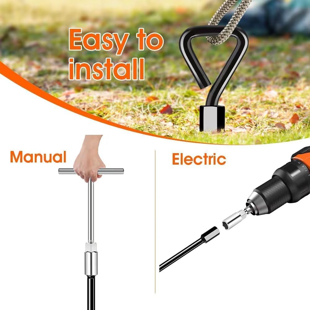 Heavy Duty Ground Anchors & Screw-in Tent Stakes Kit - 4 Pack for High Winds, Camping Tents, Canopies, Trampolines, Sheds, Swing Sets & Mobile Homes | Secure Outdoor Equipment in Storms & Strong Winds