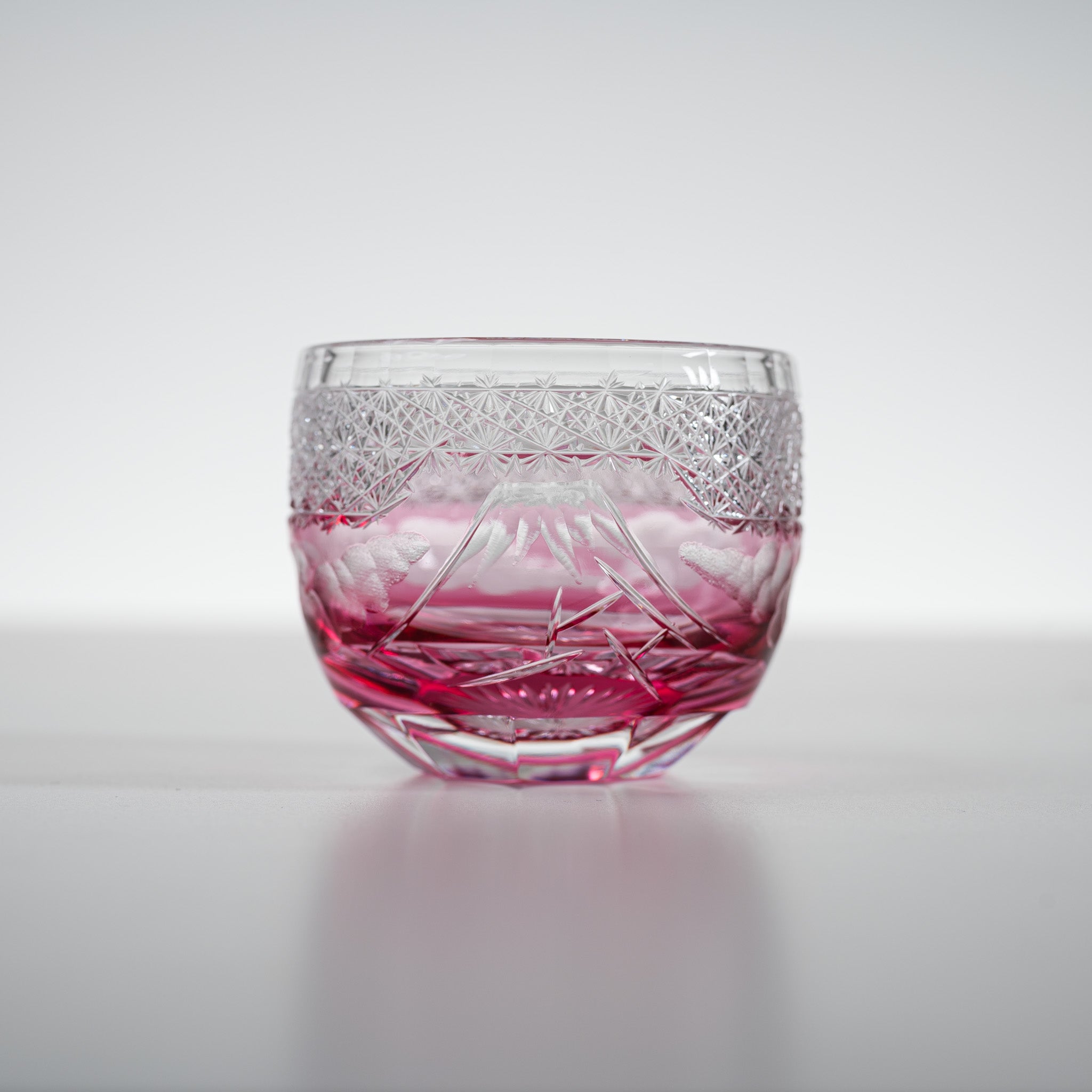 Premium Yamada Crystal Glass Sake Cups with Mt. Fuji Design - Elegant Red Japanese Drinking Cups for Sake, Wine & Cocktails - Perfect for Dining, Gifts & Asian-Themed Parties