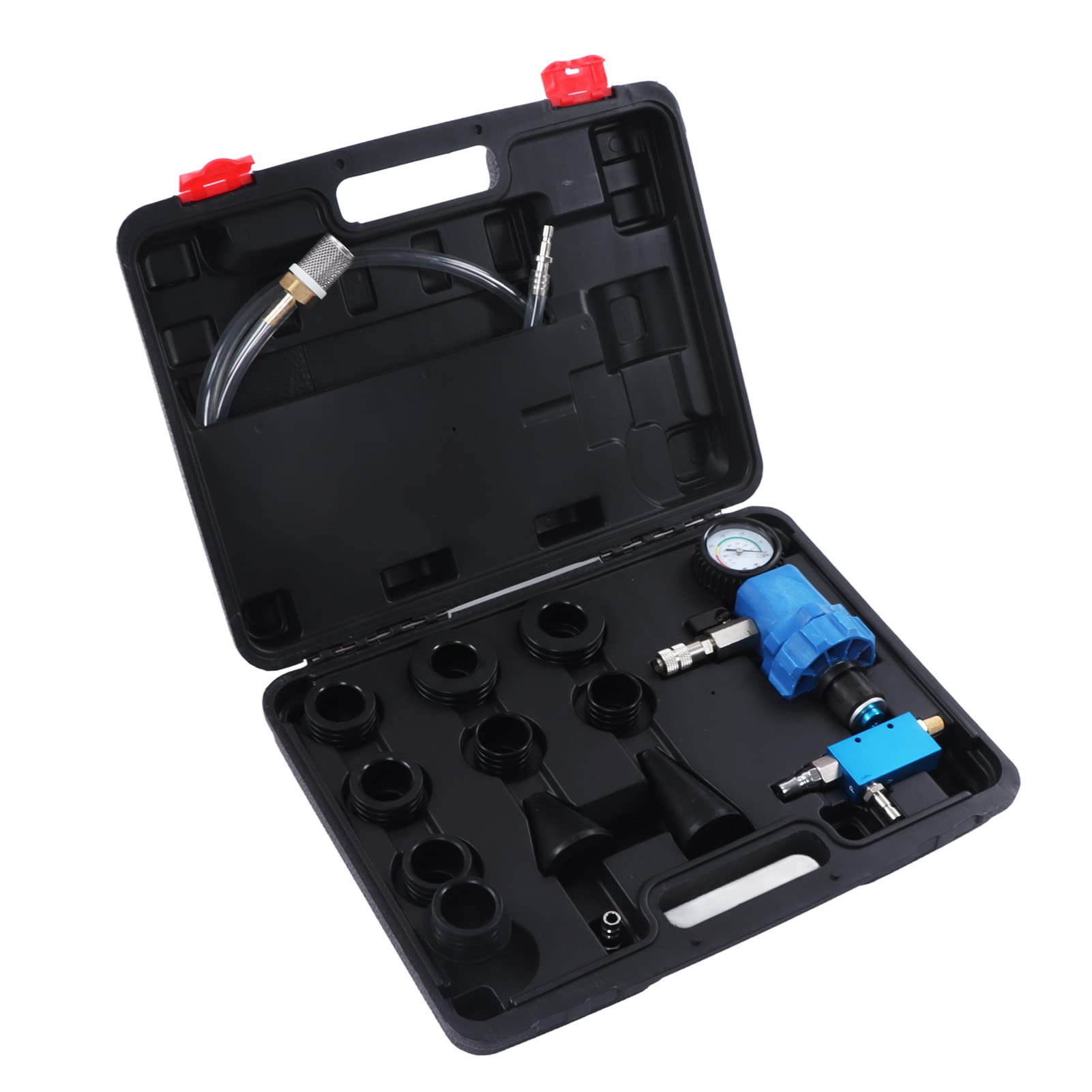 Acouto 14-Piece Coolant Vacuum Refill Tool Kit with 8 Adapters - Universal Engine Cooling System Refill Kit for Cars, SUVs & Light Trucks - Coolant Pressure Tester & Vacuum Refill Tool - Perfect for DIY Auto Maintenance & Professional Garage Use