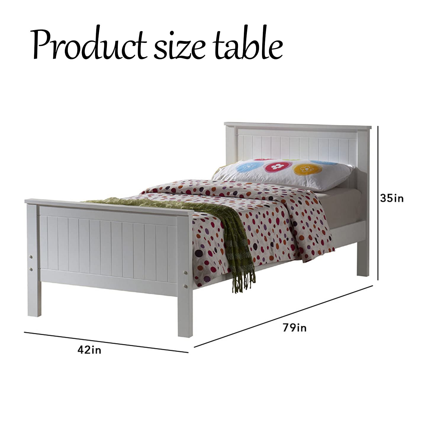 Solid Wood Platform Bed Frame with Headboard & Footboard - No Box Spring Needed, Sturdy Wooden Slat Support for Kids, Teens & Adults | Perfect for Modern Bedrooms, Guest Rooms & Dormitories