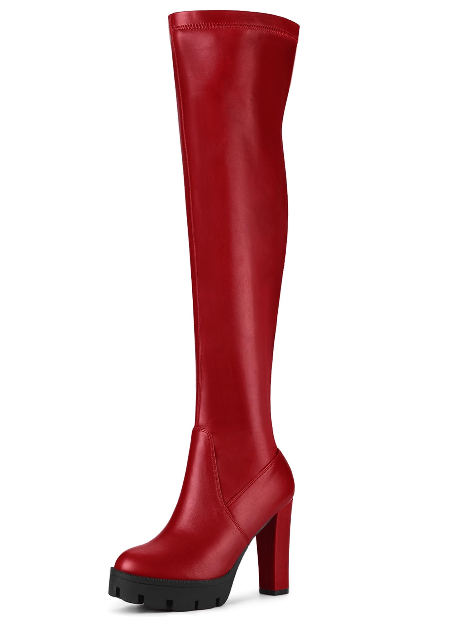 Allegra K Women's Platform Heels - Chunky High Heel Over The Knee Boots for Women, Fashionable Thigh High Boots for Party, Night Out and Winter Style