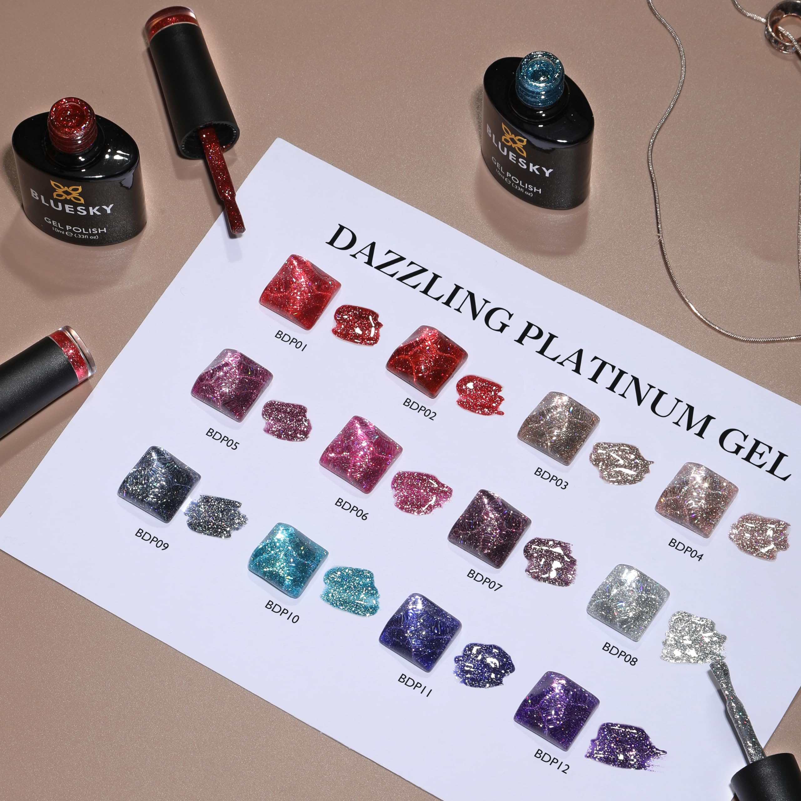 Bluesky Silver Glitter Gel Nail Polish 10ml - Long Lasting 21 Day Manicure for Salon & Home Use