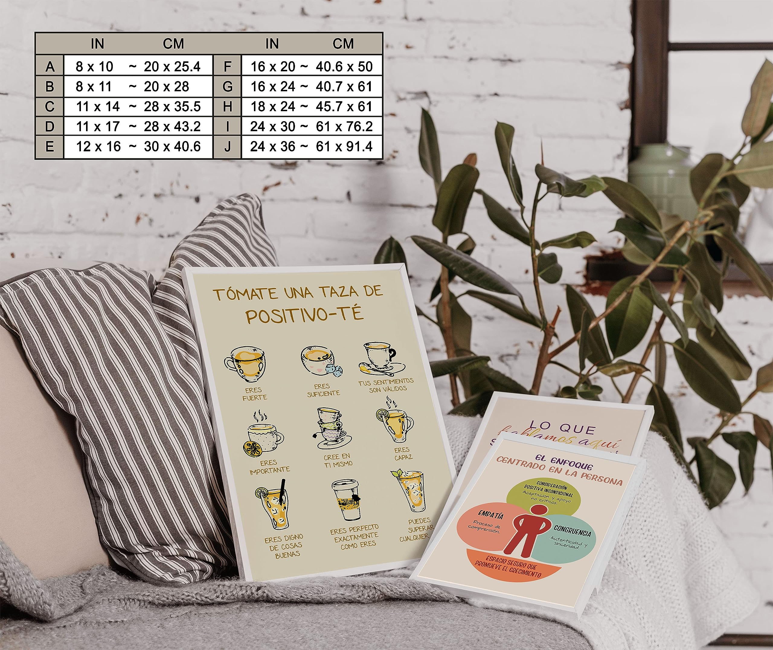 LOLUIS Mental Health Poster - Spanish Educational Art Print for Classroom & Therapy Office Decor (Positive Affirmations, Custom Framing Options) - Perfect for Schools, Counseling Centers & Home Wellness Spaces