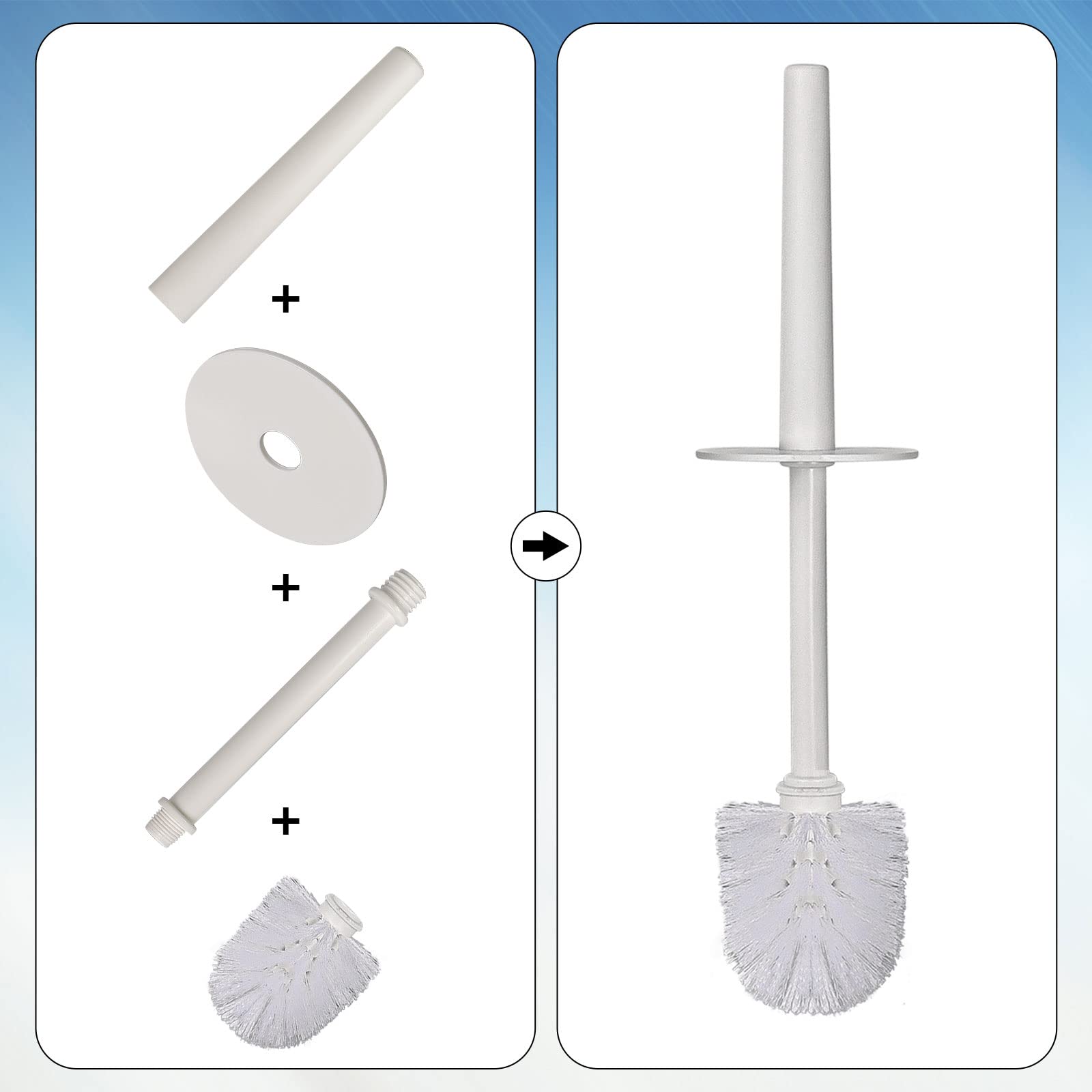 Topsky 2-Pack Toilet Brush Set with Holder & Replacements - Durable Bathroom Cleaning for Home