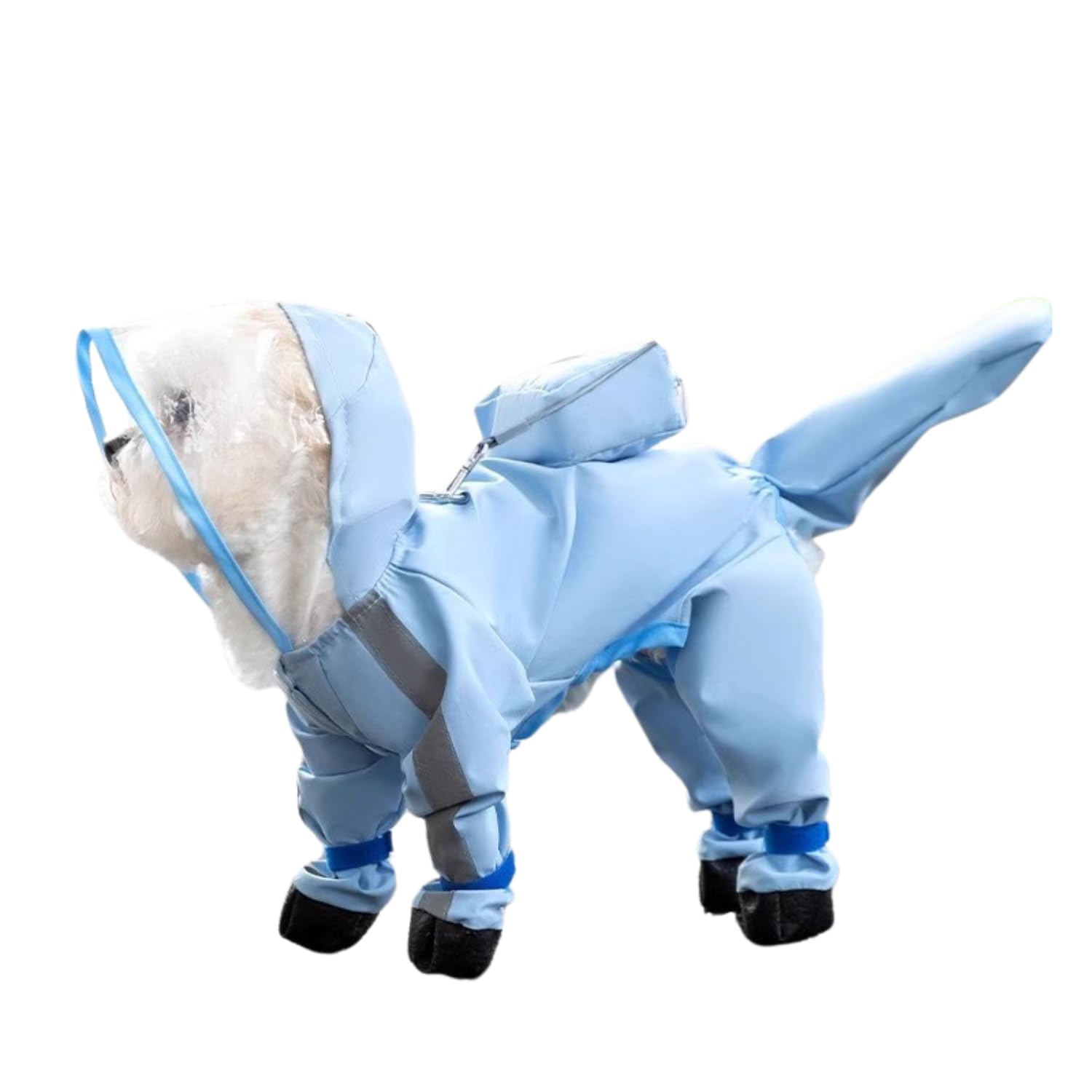 Waterproof Reflective Dog Raincoat & Rain Boots Set for Small to Medium Dogs - Full-Coverage Pet Jacket with Backpack (Blue, Size S) - Perfect for Rainy Day Walks & Outdoor Adventures