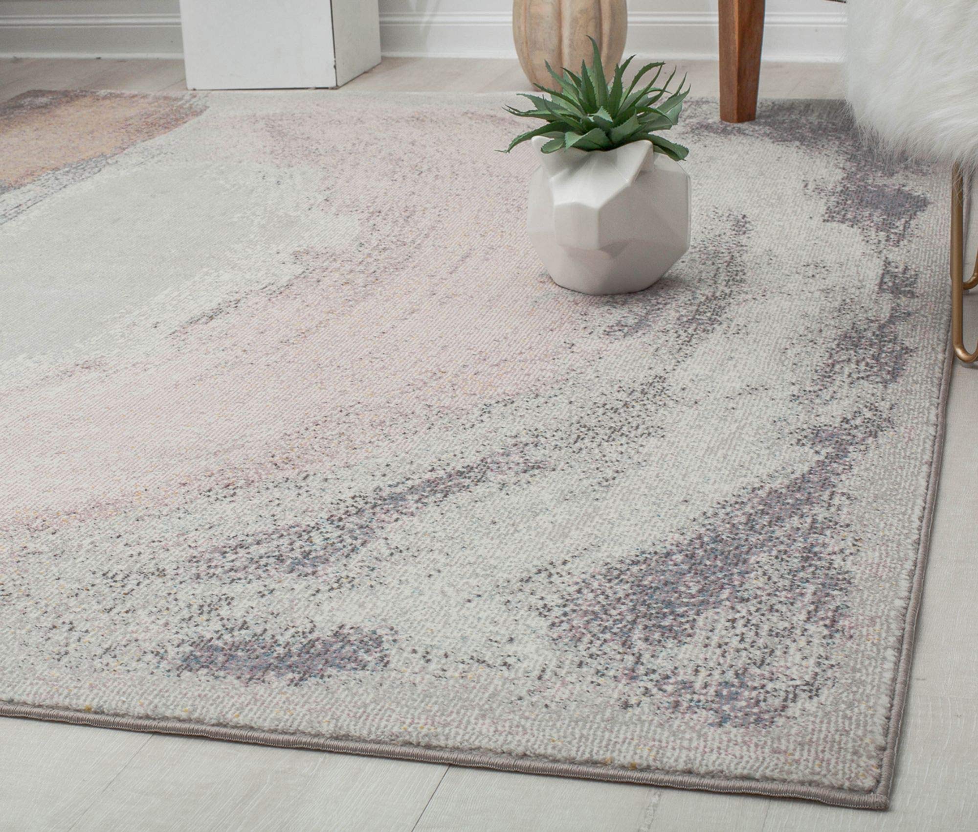 CosmoLiving by Cosmopolitan Melyna MA20A Modern Abstract Brush Stroke Area Rug 8x10 Feet - Contemporary Home Decor for Living Room, Bedroom & Office