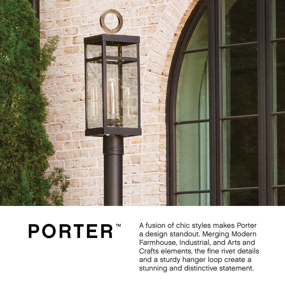 Hinkley Porter Collection 5W LED Outdoor Post Top Lantern - Oil Rubbed Bronze Finish, Medium Size for Patio, Garden & Walkway Lighting