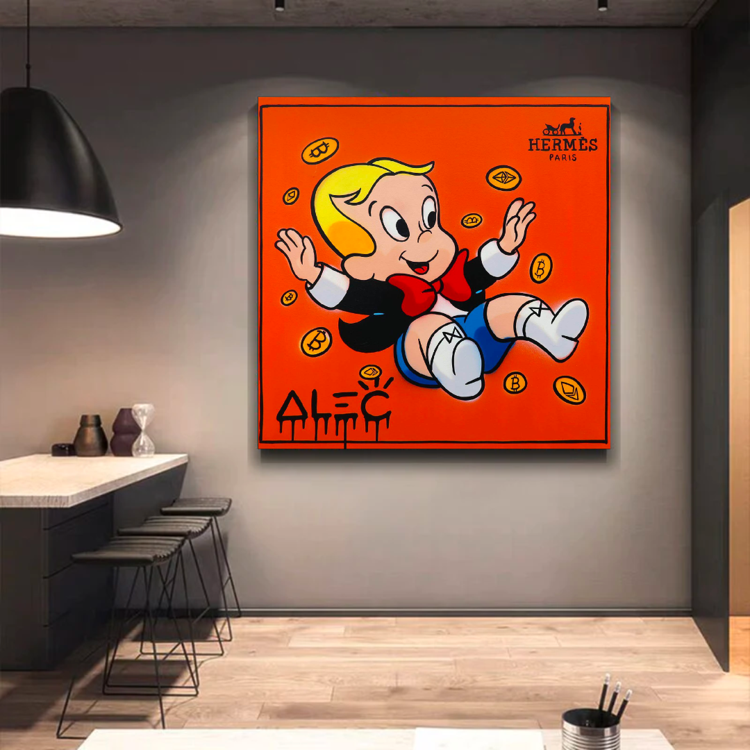 Alec Monopoly Richie Rich Money Man Canvas Art Print - Pop Culture Wall Decor for Living Room, Office & Gaming Room