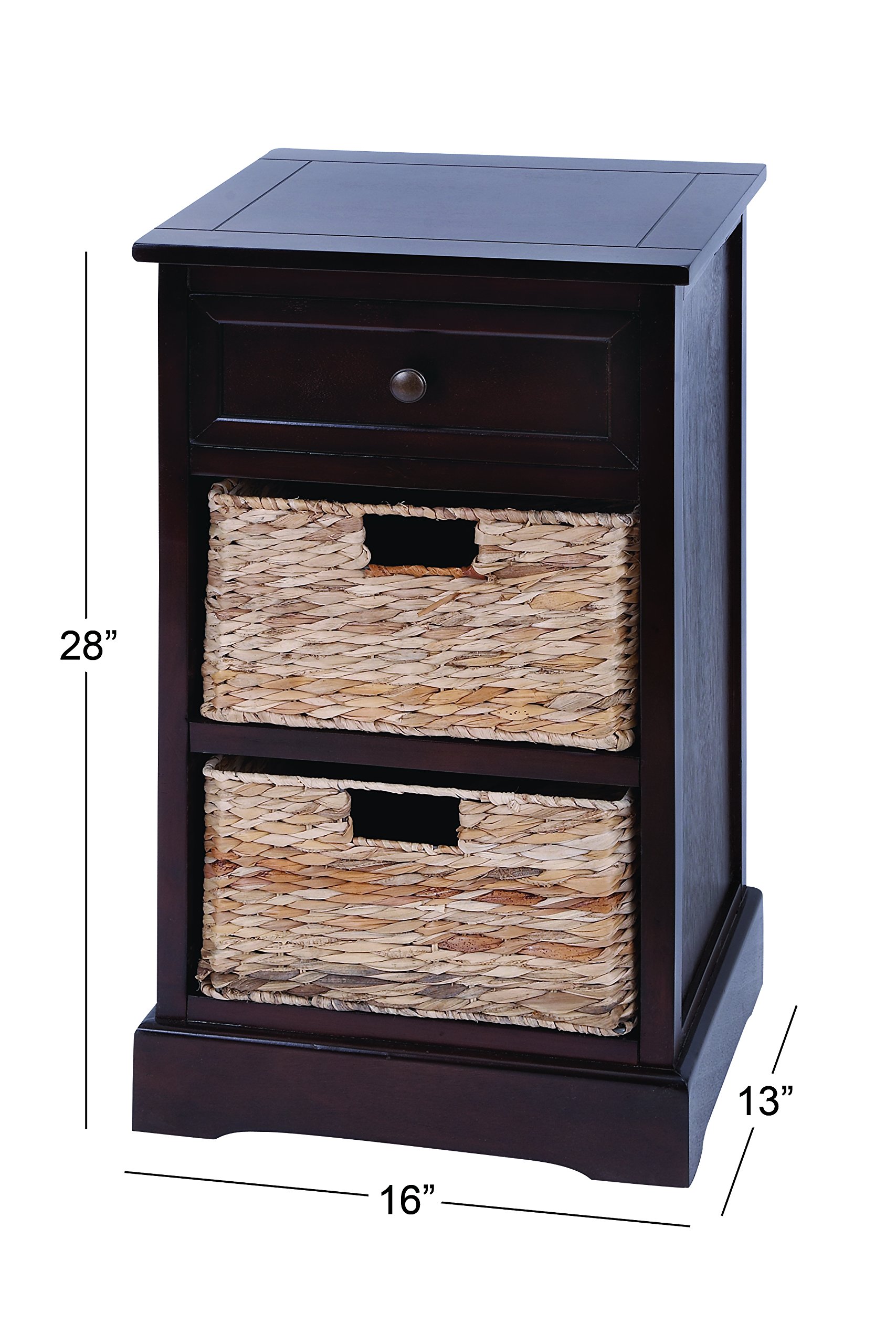 Deco 79 Wooden Storage Organizer with 2 Baskets & 1 Drawer - 16