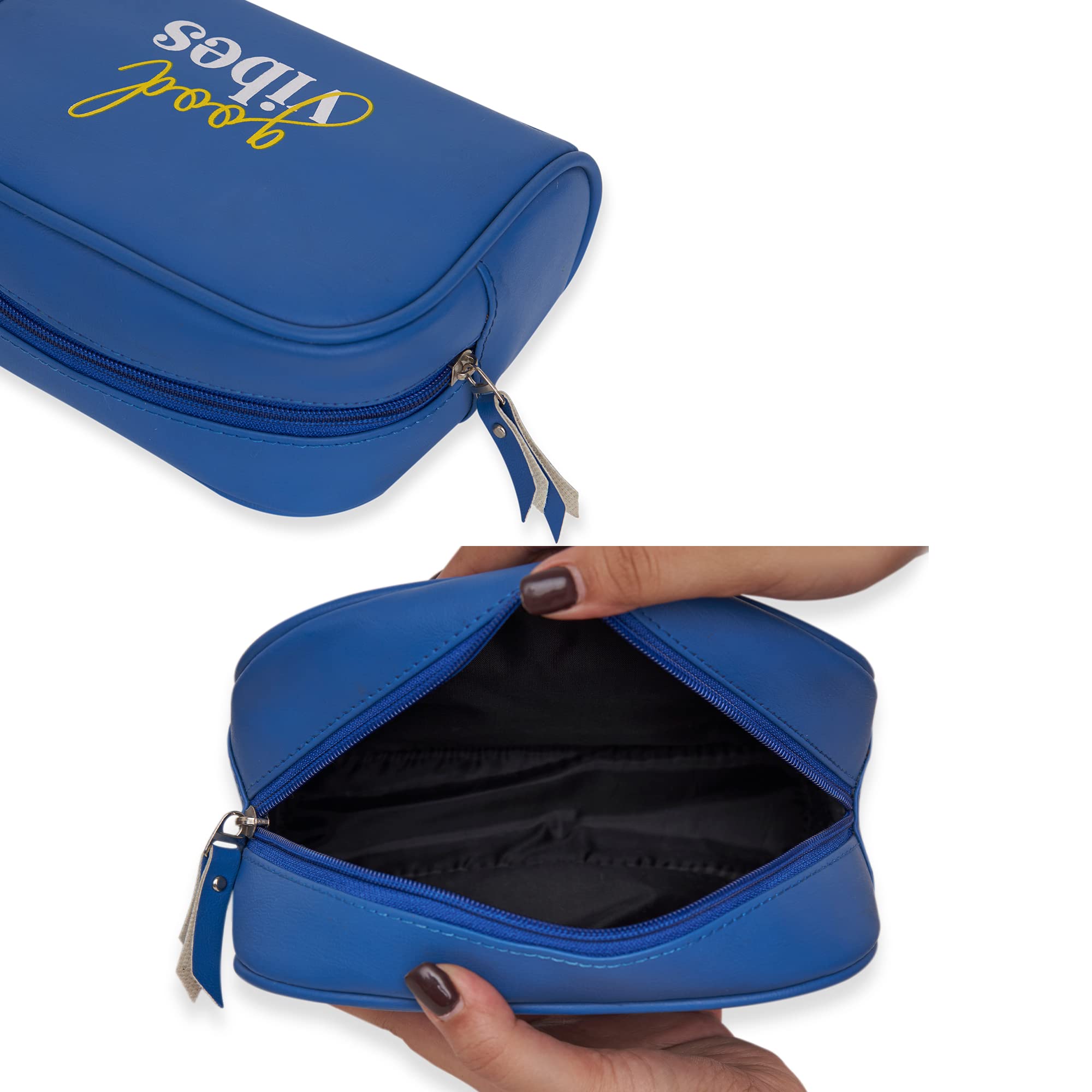Doodle Multipurpose Cosmetic Bag for Women - Waterproof Travel Makeup Pouch & Toiletry Organizer (Good Vibes) - Perfect for Travel, Gym, and Daily Essentials Storage