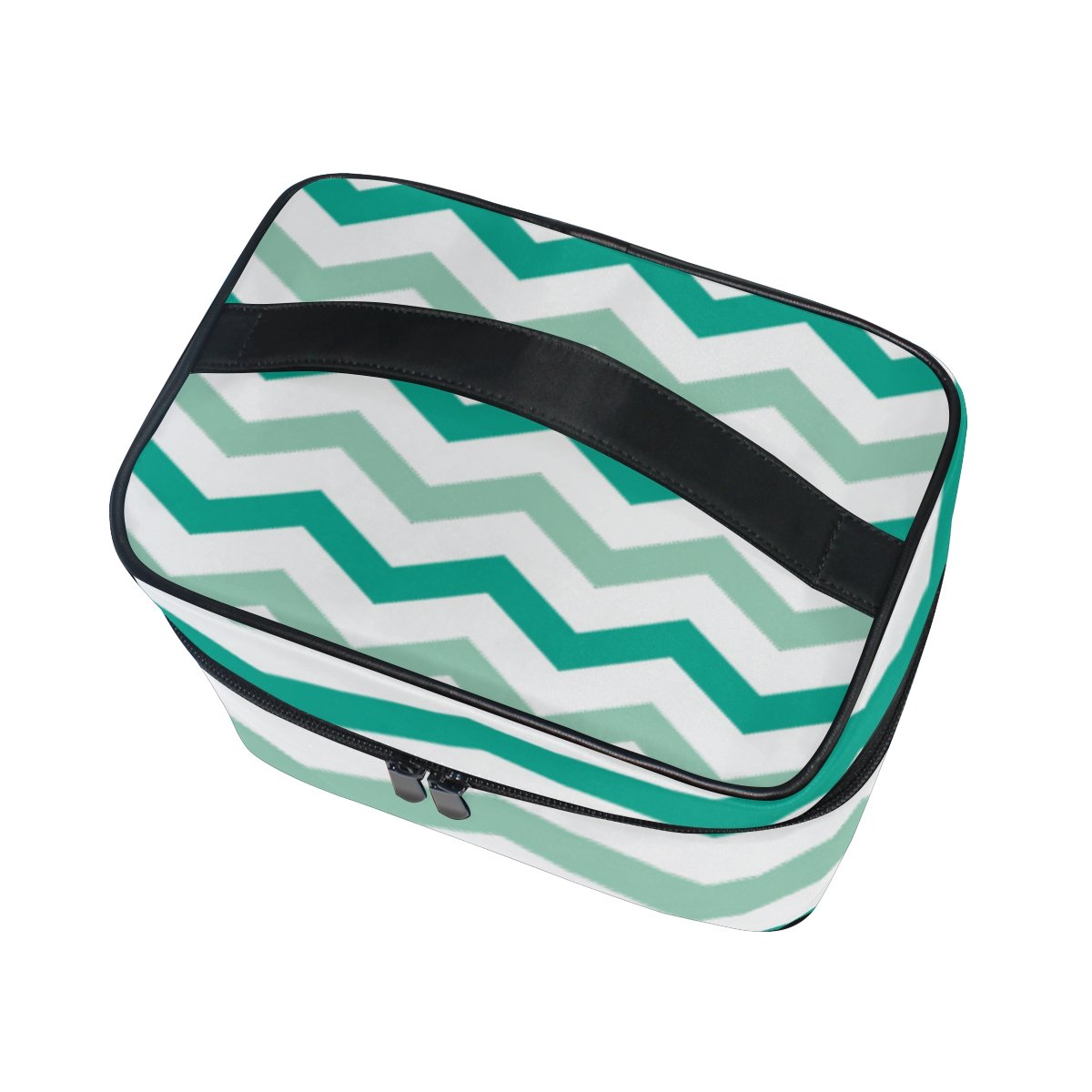 Stylish Green White & Turquoise Cosmetic Bag for Travel - Perfect Makeup Train Case & Storage Organizer | Ideal for Travel, Gym, and Daily Beauty Essentials