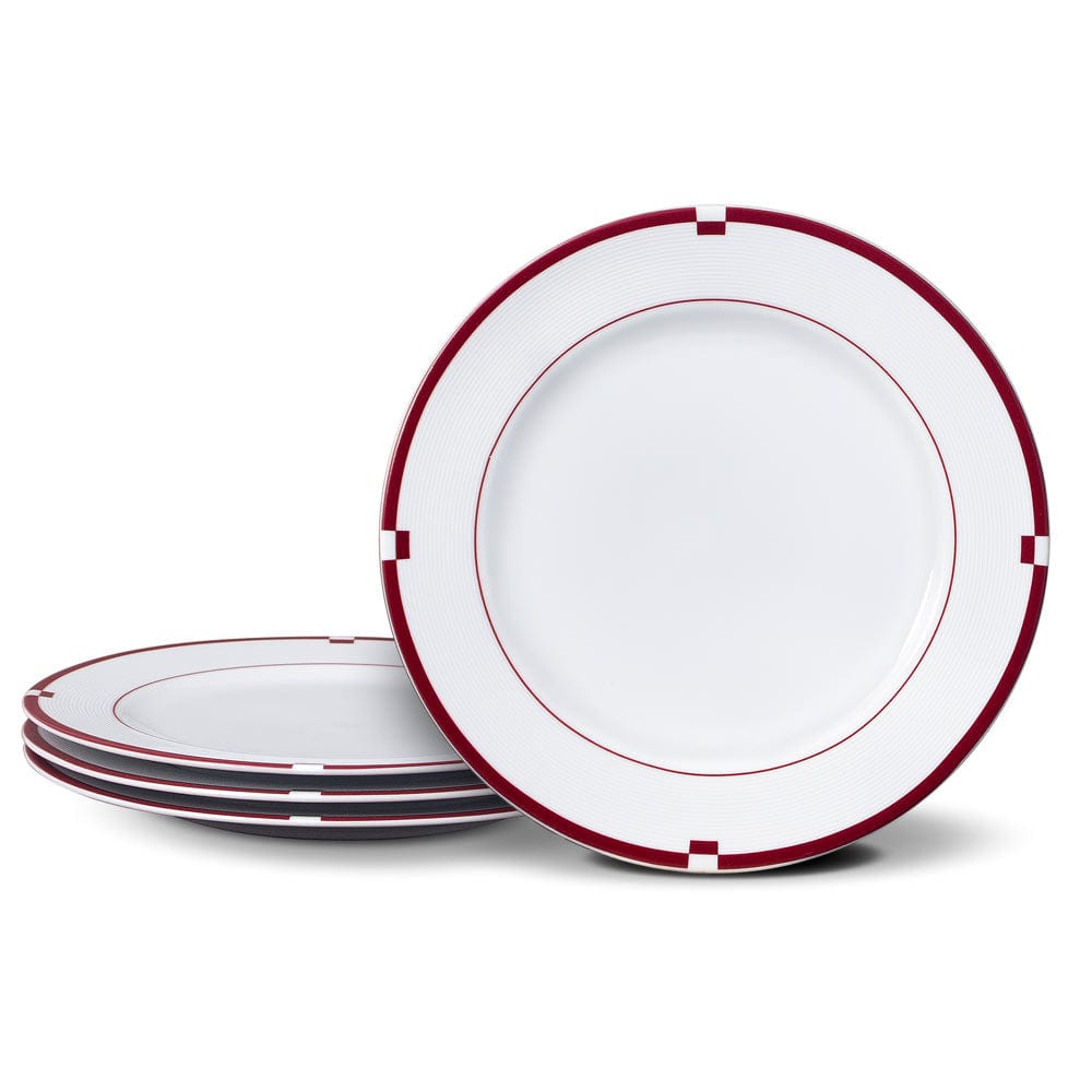 Jet Set Red Set of 4 Dinner Plates - Elegant Ceramic Plates for Fine Dining, Dinner Parties & Home Decor | Durable & Stylish Tableware for Restaurants, Weddings & Everyday Use
