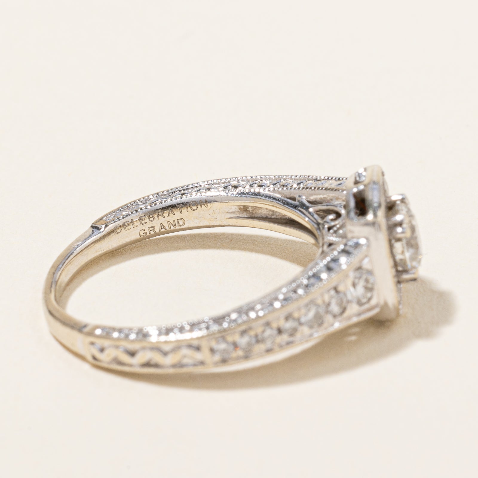 0.75ctw Diamond Halo Engagement Ring for Women - Size 4.75, 14K White Gold Wedding Band - Perfect for Proposals, Anniversaries & Bridal Jewelry Gifts