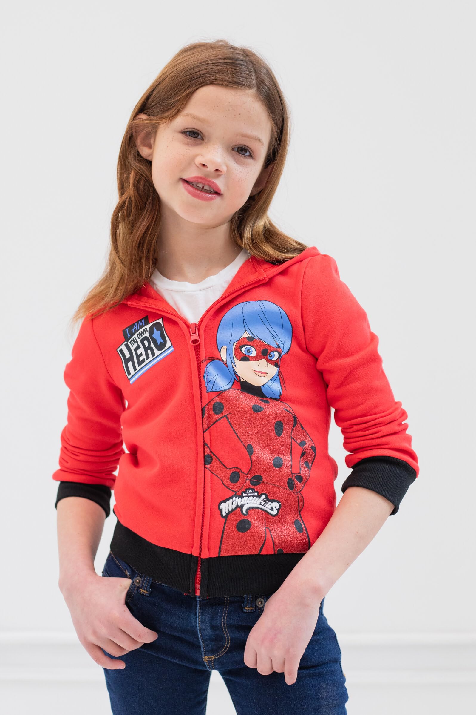 Miraculous Ladybug Girls Zip Up Hoodie - Toddler to Big Kid Sizes | Cute & Comfortable Outerwear for Playdates, School & Everyday Wear