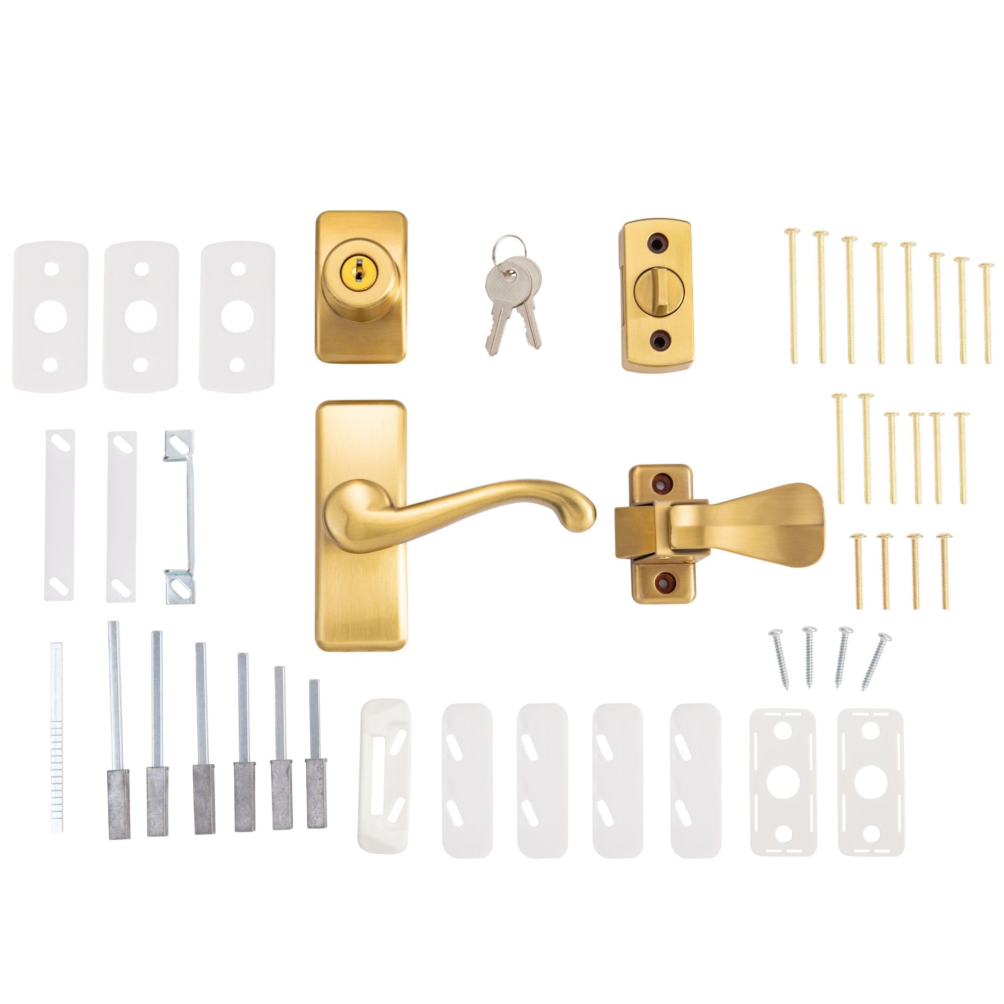 Storm & Screen Door Handle with Deadbolt Lock - Secure Replacement for Storm & Screen Doors, Satin Gold Finish | Perfect for Home Security & Patio Screen Door Protection