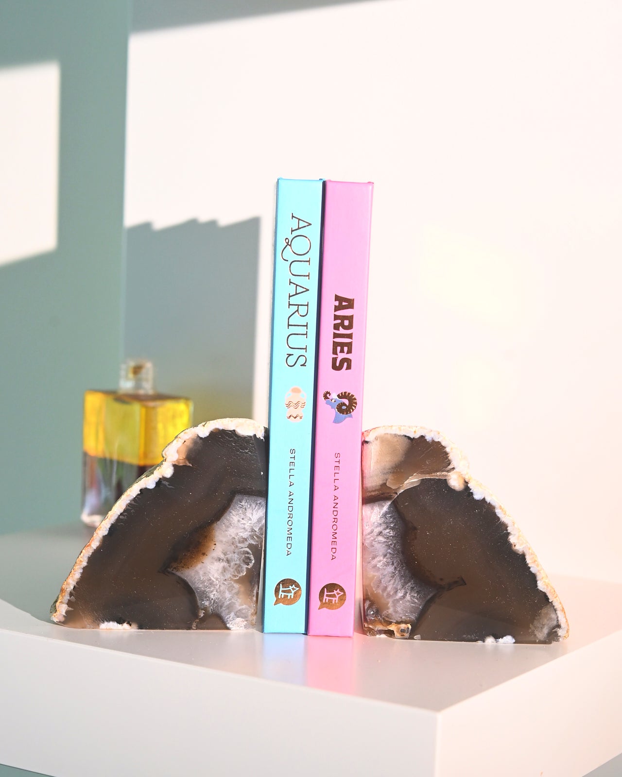 Stunning Agate Bookend Set - Natural Stone Book Holder for Shelves & Desks - Perfect for Home, Office & Library Decor