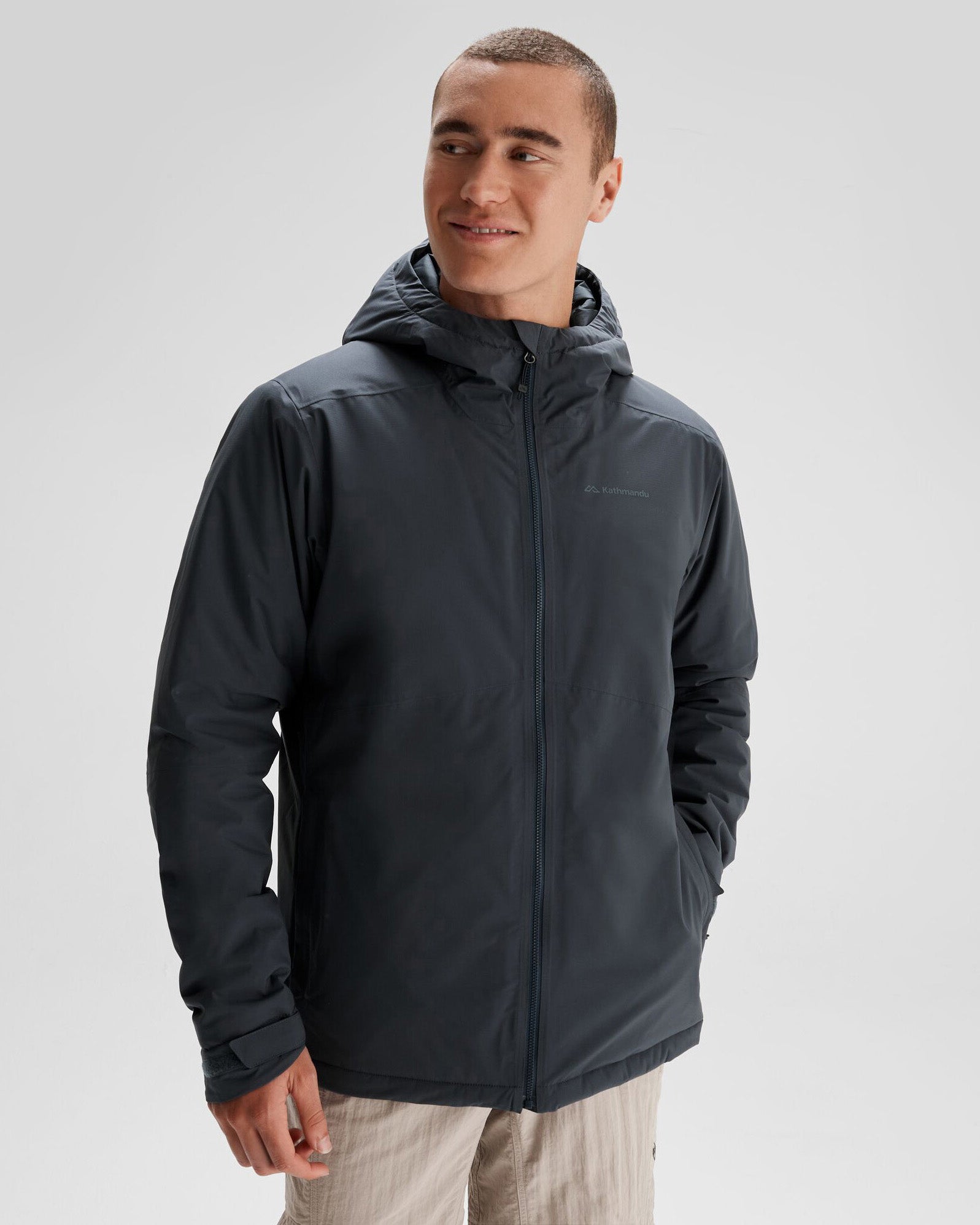 Men's Waterproof Insulated Rain Jacket - Lightweight 2L Trailhead Jacket for Hiking & Outdoor Activities - Night Black Color