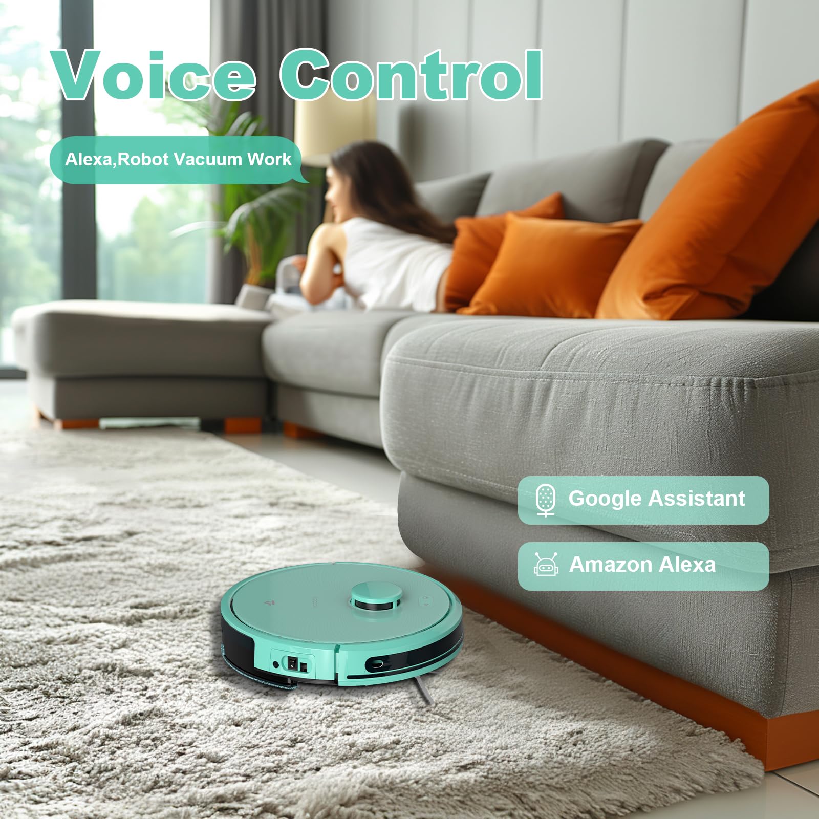 TECBOT S3 PRO Robot Vacuum and Mop Combo with LiDAR Navigation, 5200mAh Battery & 4000Pa Suction - Smart WiFi/Alexa Connected, Self-Charging Robotic Cleaner for Hard Floors, Pet Hair, Carpets - Perfect for Daily Home Cleaning & Pet Owners (Blue)