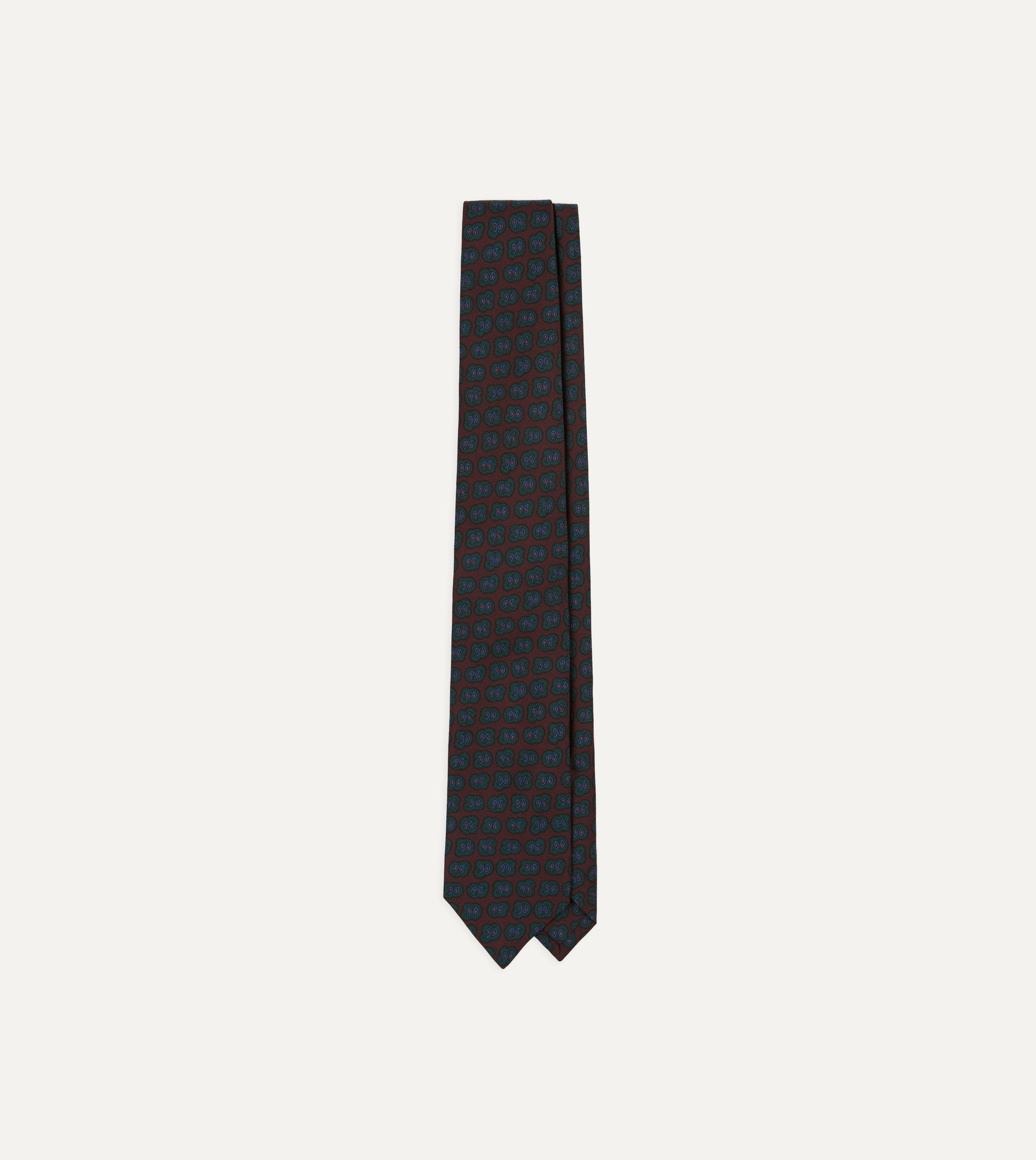 Elegant Purple Paisley Double Leaf Print Silk Tipped Necktie for Men - Perfect for Weddings, Business Meetings & Formal Occasions