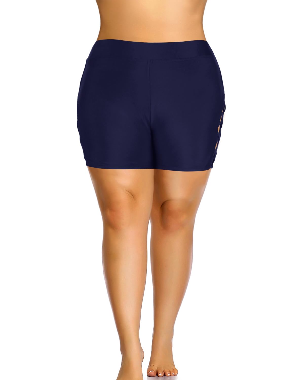 **Holipick Women's Plus Size High Waist Swim Shorts - Strappy Boyshort Bathing Suit for Beach, Pool & Vacation**
