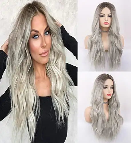 Long Wavy Synthetic Wig with Natural Center Part - Perfect for Cosplay, Halloween, and Daily Fashion Styling