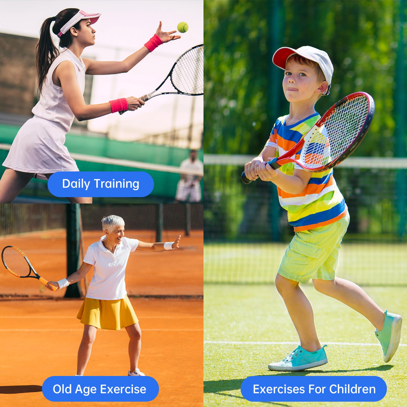 Tennis Trainer Rebound Ball with 3 String Balls - Solo Tennis Practice Equipment | Portable Tennis Training Tool for Beginners | Rebounder Kit for Backyard & Court Drills | Improve Forehand & Backhand Skills