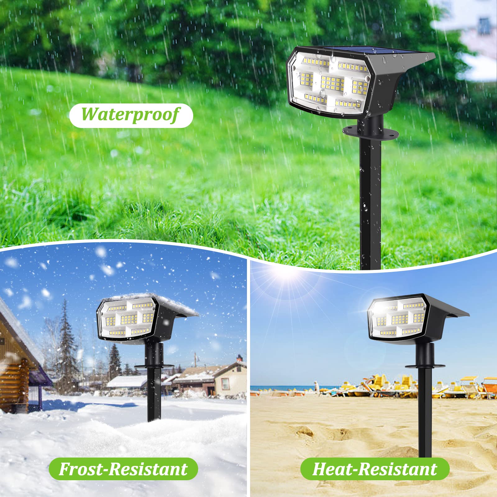 6-Pack 59 LED Solar Spot Lights Outdoor Waterproof - 3 Lighting Modes Solar Landscape Lights for Garden, Pathway, Driveway, Walkway - Perfect for Yard Decoration and Nighttime Safety