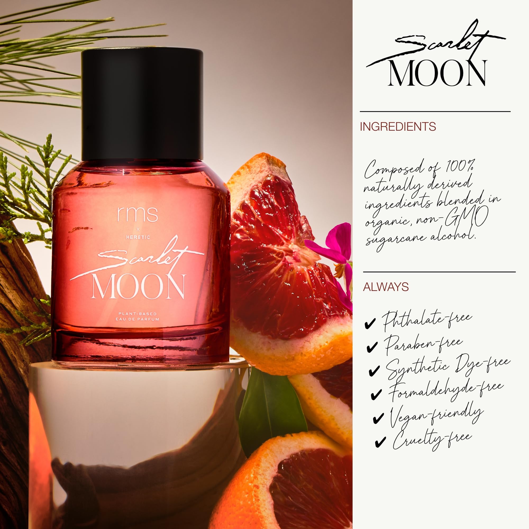 RMS Beauty x Heretic Scarlet Moon Eau De Parfum - Unisex Luxury Perfume for Women & Men | Clean, Vegan Fragrance with Orange & Cedarwood Notes | Perfect for Date Night, Office & Special Occasions