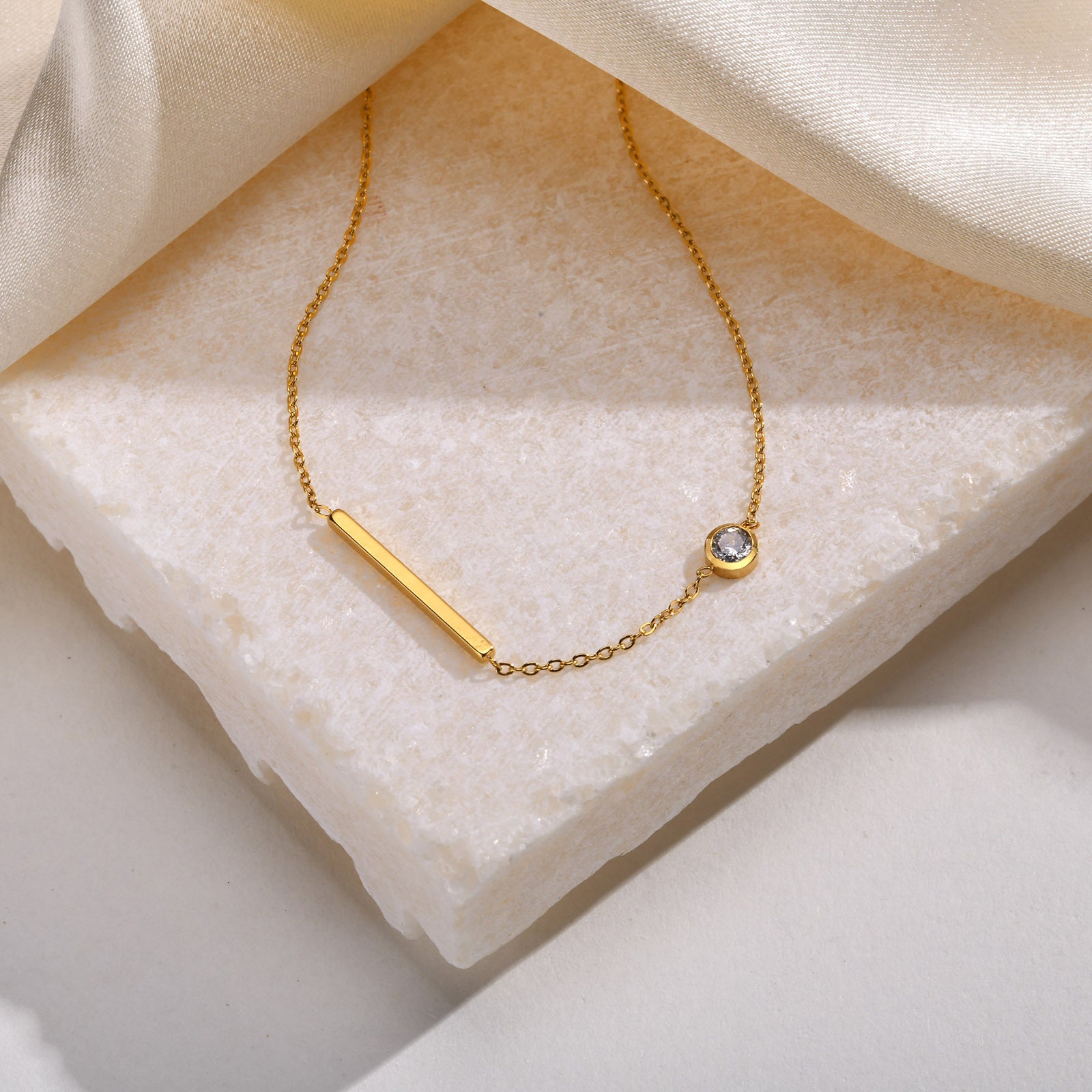 Elegant Cross and Bar Pendant Necklace for Women - Stainless Steel Chain Jewelry Gift for Christmas, Birthday & Everyday Wear | NC782