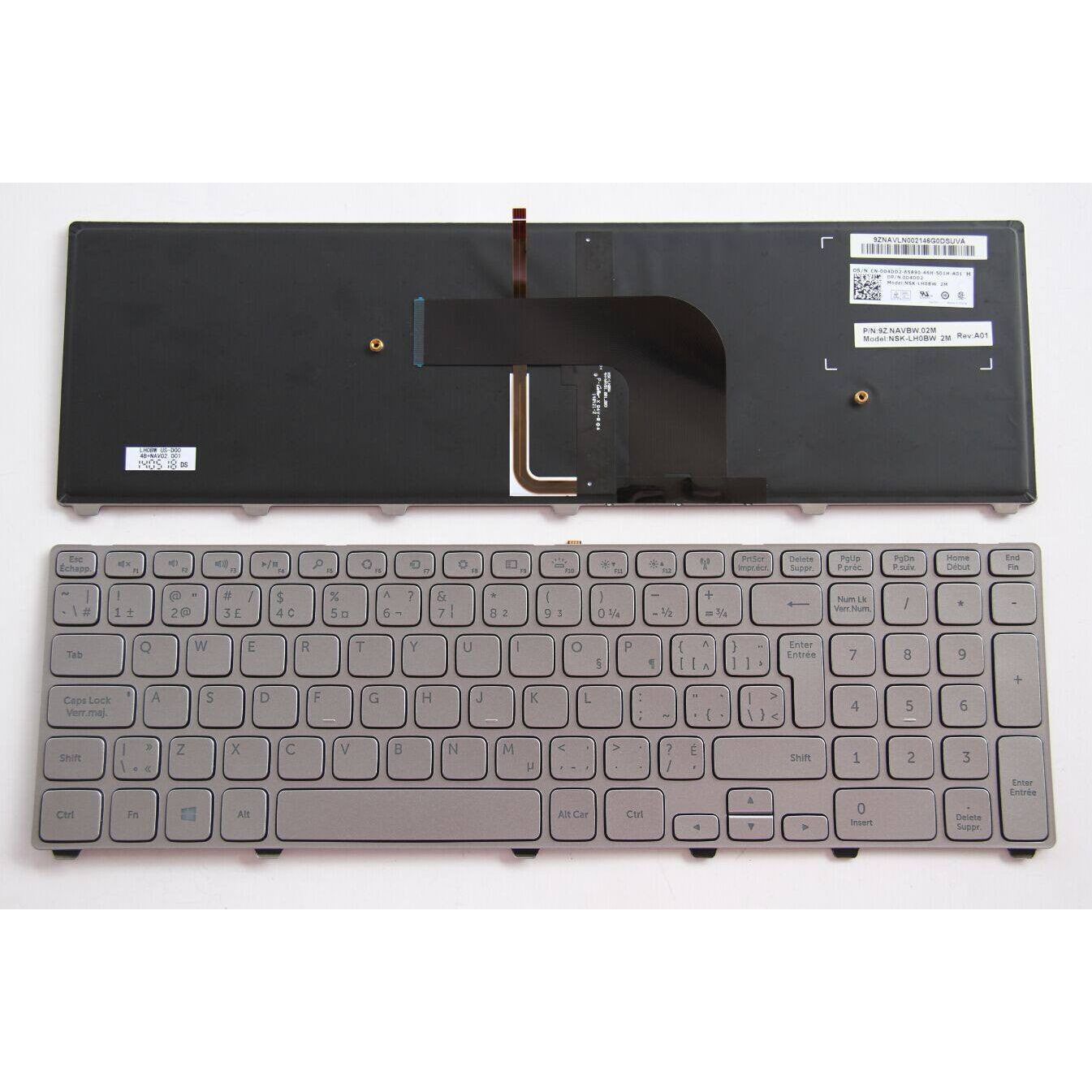 Dell Inspiron Backlit Bilingual Keyboard (English/French) - Model NSK LH0BW D4DD2 0D4DD2 9Z.NAVBW.02M - Perfect for Canadian Users & Multilingual Typing