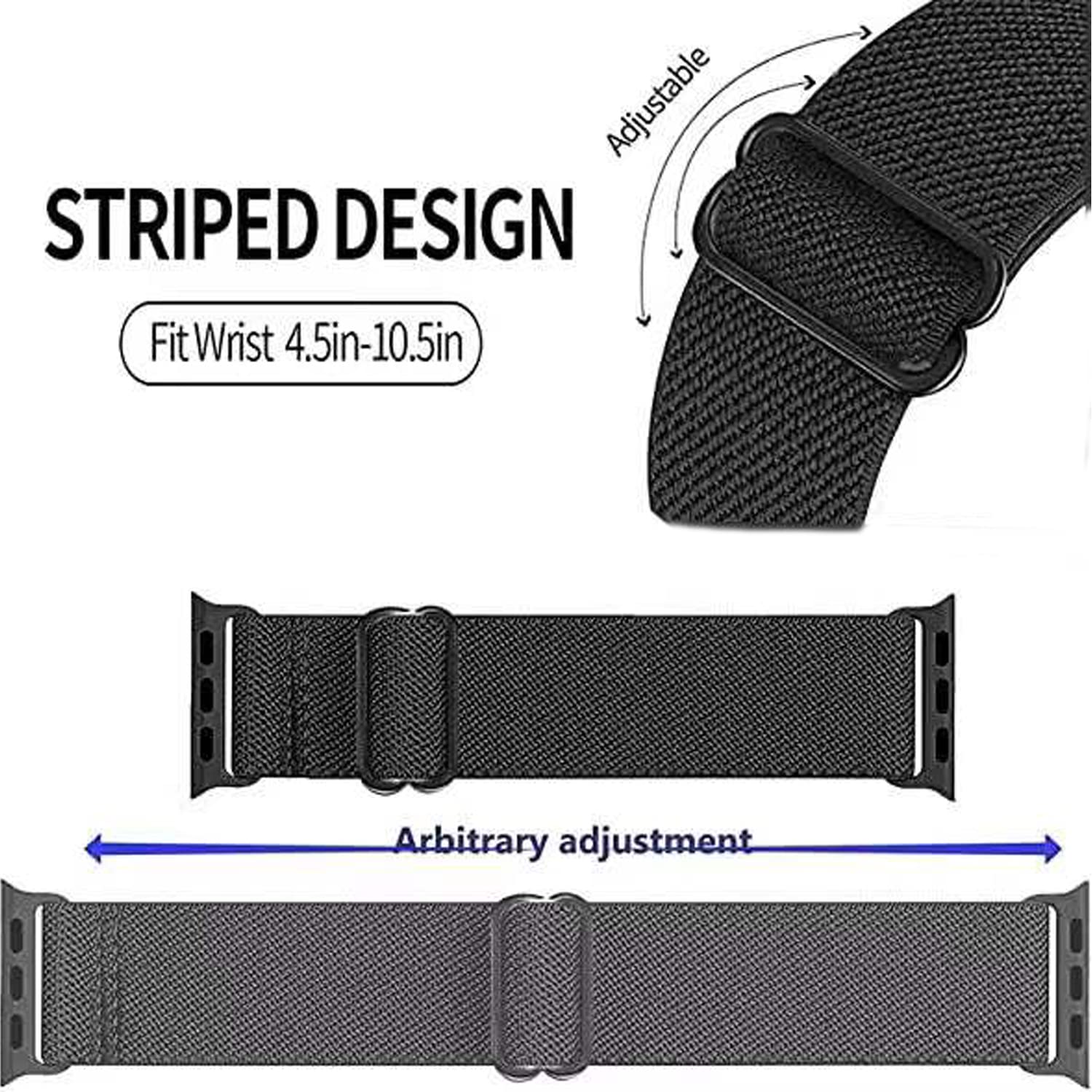 Adjustable Elastic Band for Apple Watch 38mm 40mm 41mm 42mm 44mm 45mm - Sport Solo Loop Stretch Nylon Replacement Strap Compatible with iWatch Series 7/6/5/4/3/SE - Perfect for Workouts, Running & Everyday Wear