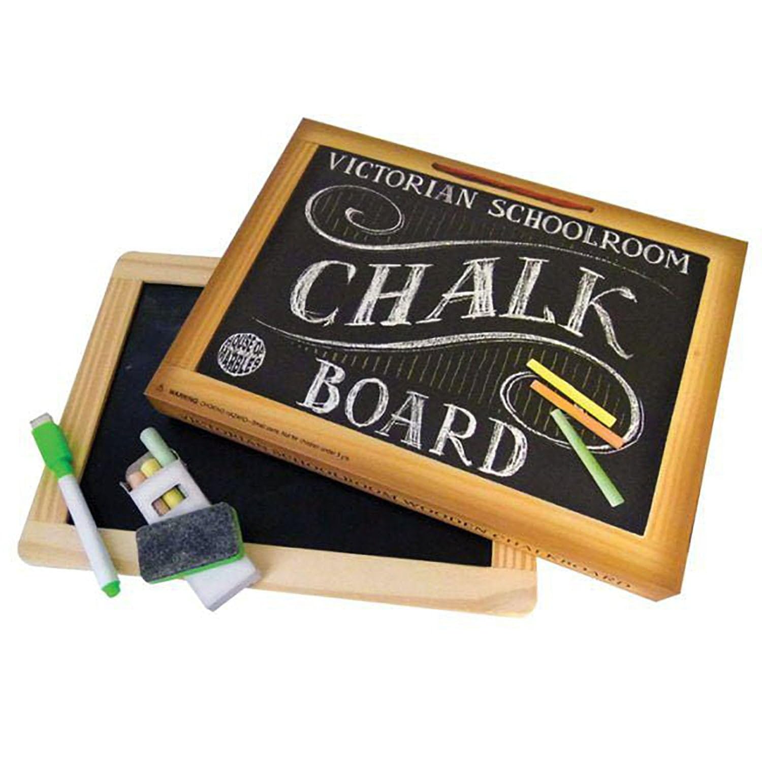 House of Marbles 2-in-1 Chalkboard & Whiteboard Set - Kids Drawing Board, Educational Toy for Home & Classroom Learning - Perfect for Art, Notes & Creative Play