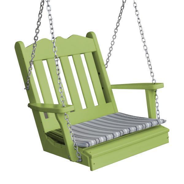 A&L Furniture Poly Royal English Chair Swing - Elegant Outdoor Patio Swing Chair for Garden, Porch, and Backyard Relaxation