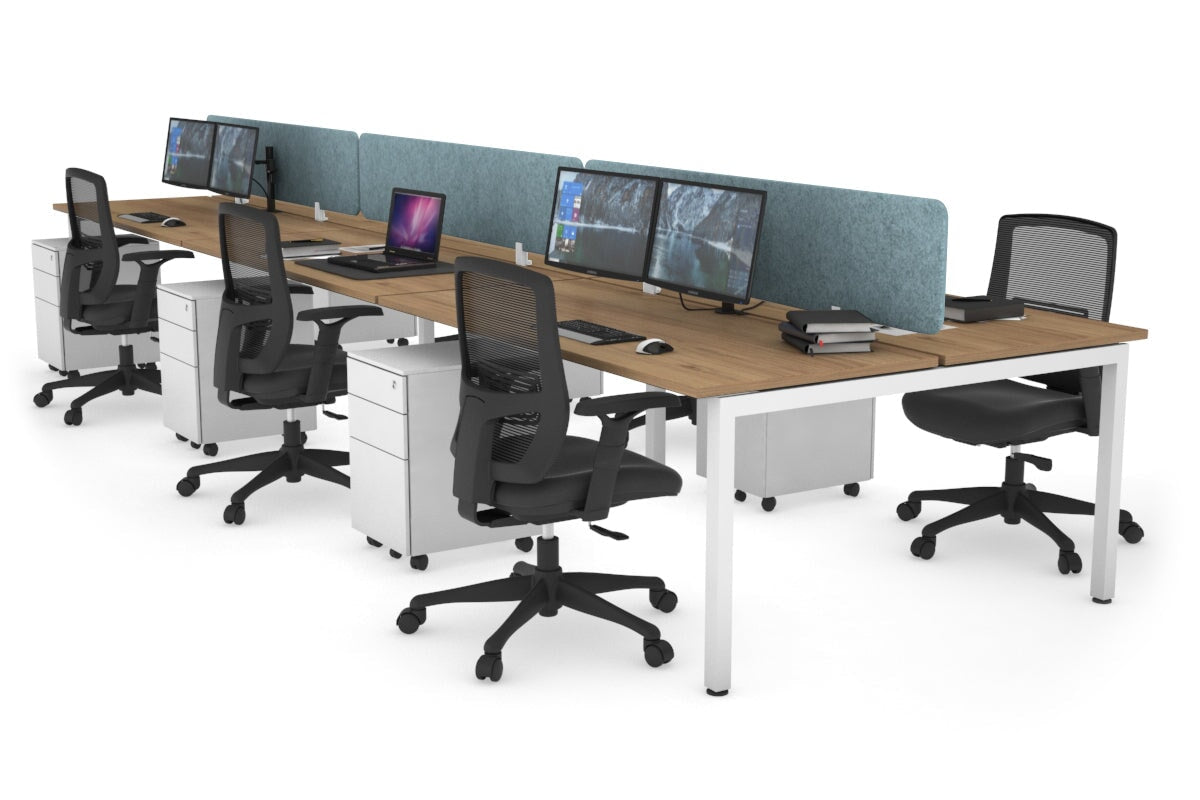 Quadro Square Legs 6-Person Office Workstation Desk [1600L x 700W] - Perfect for Team Collaboration & Open Office Spaces