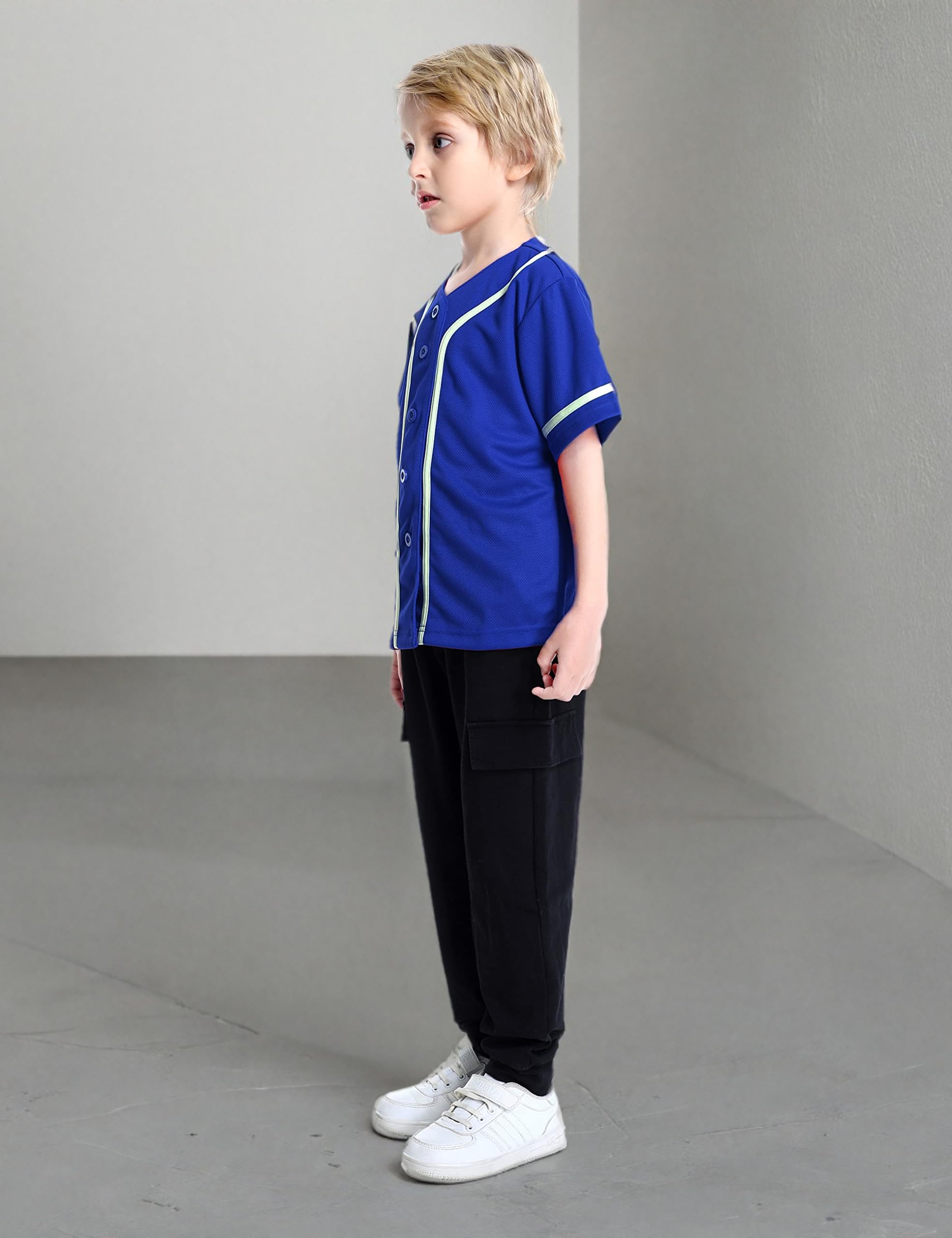 TopTie Boys Baseball Jersey - Kids Button Down Jersey T-Shirt for Baseball & Softball | Comfortable Youth Athletic Wear for Games, Practice & Team Uniforms
