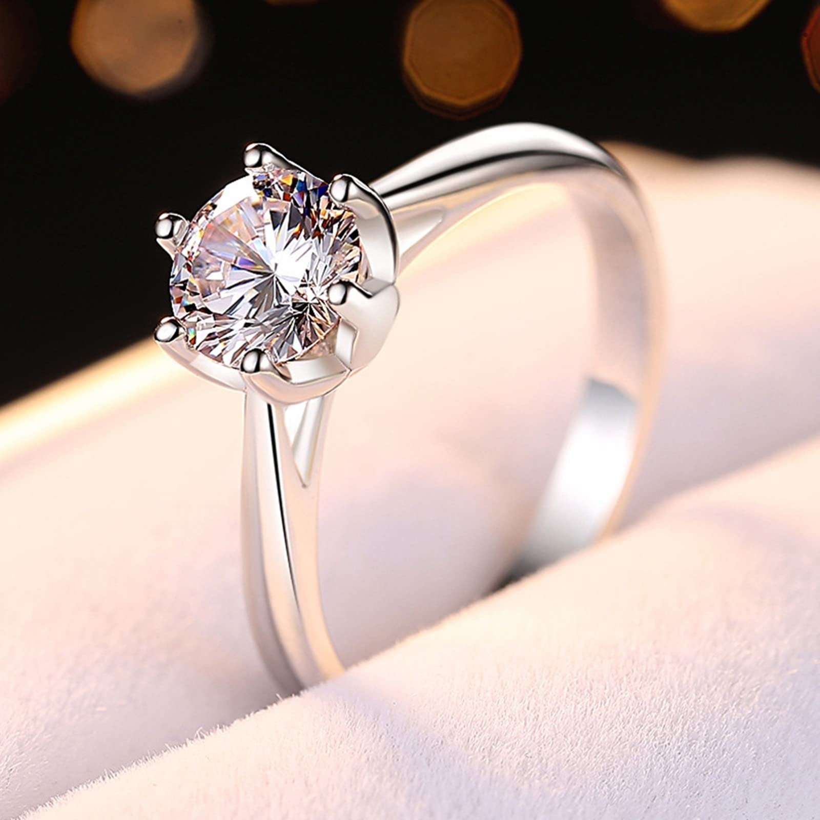 Sterling Silver Women's Rings - White Gold Crown Zirconia Wedding Bands for Women | Elegant Bridal Jewelry for Engagement, Anniversary & Special Occasions