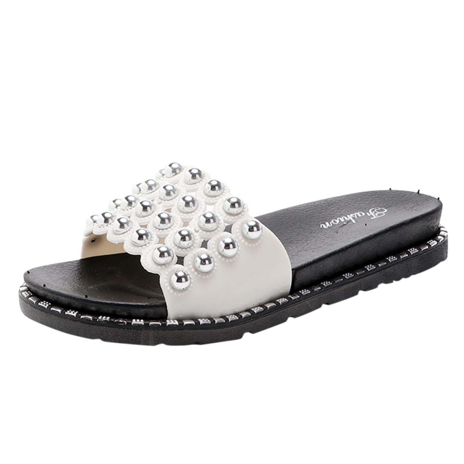 Women's Bohemian Crystal Flat Sandals - Comfortable Casual Beach Slippers for Summer, Outdoor, Vacation & Party Wear