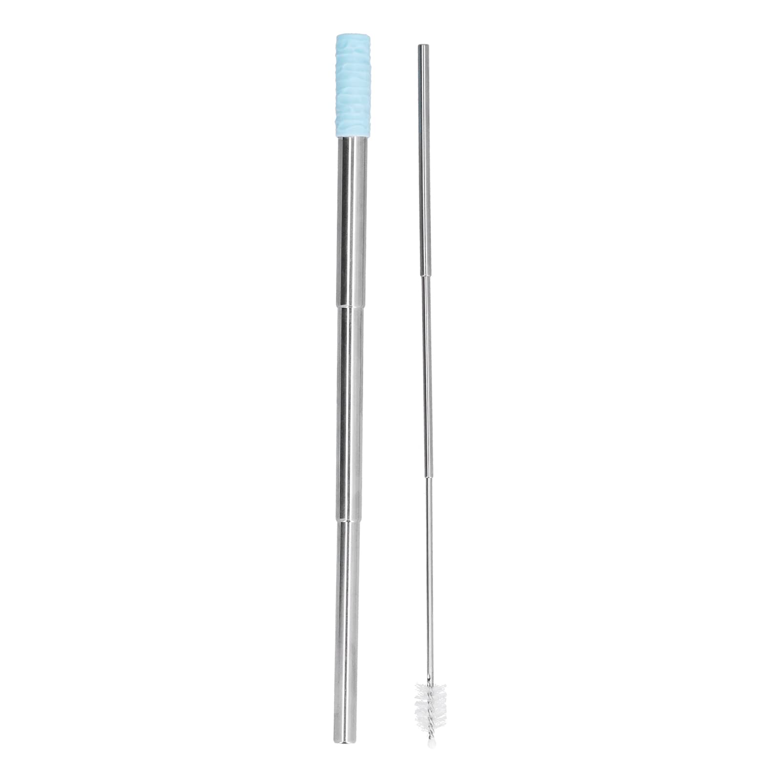 Eco-Friendly Stainless Steel Drinking Straws - Portable, Collapsible & Reusable with Cleaning Brush - BPA Free for Coffee, Tea, Water - Perfect for Travel, Camping & Home Use (Blue)