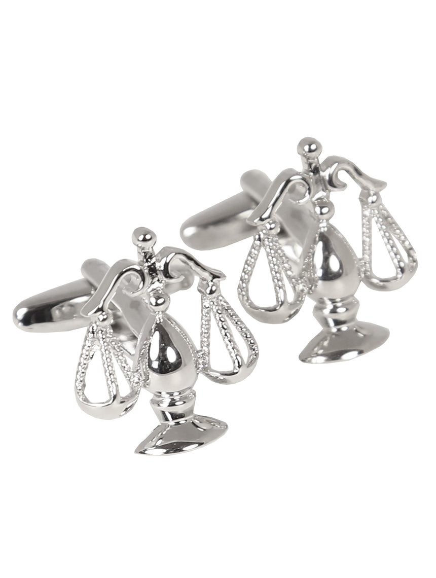 Elegant Silver Scales of Justice Cufflinks for Men - Perfect for Lawyers, Judges & Formal Courtroom Attire - Ideal for Weddings, Business Meetings & Professional Events