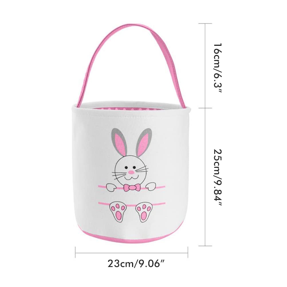 Easter Bunny Basket Bag - Cotton Canvas Tote for Kids Gift & Party Decoration - Egg Hunt & Easter Celebrations