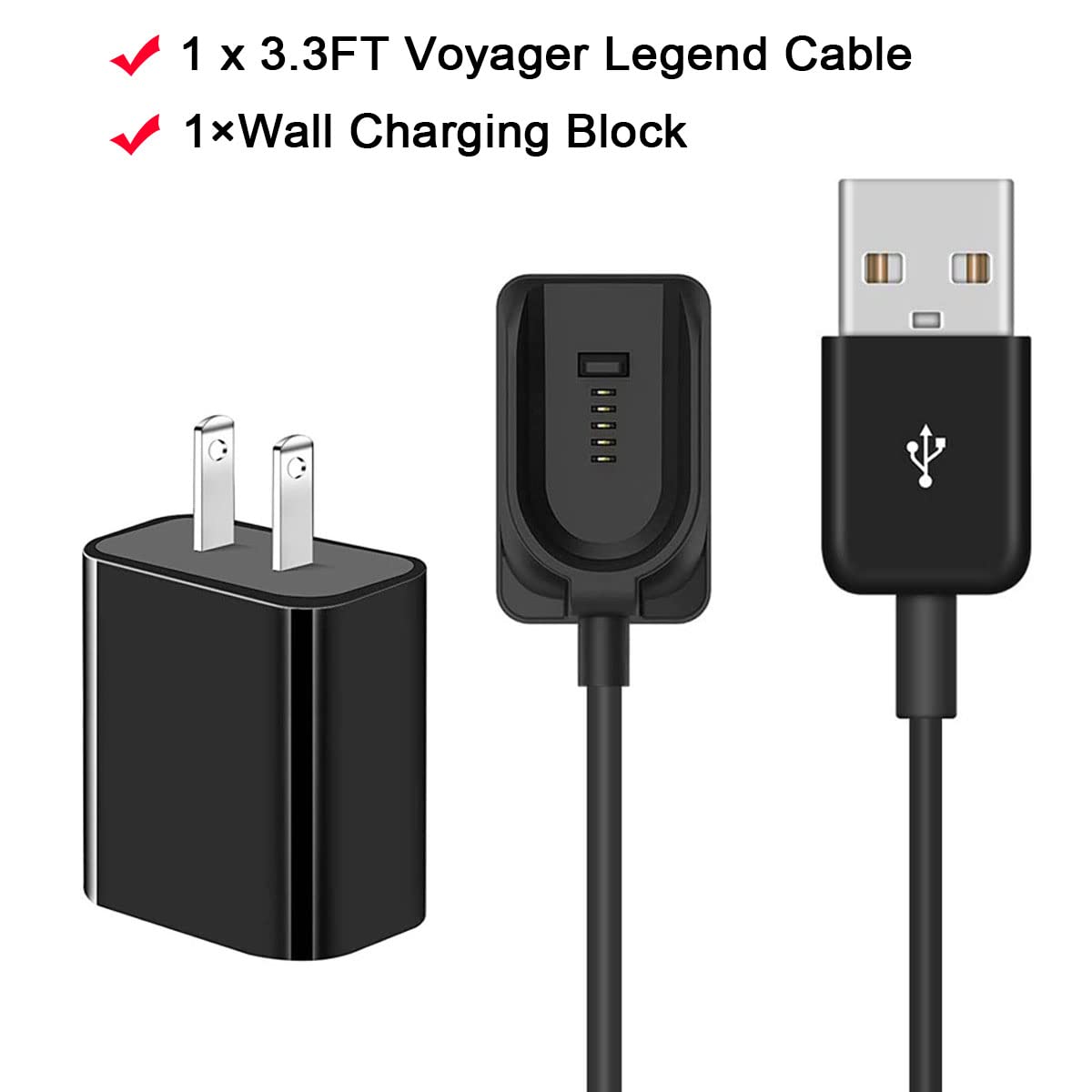 Plantronics Voyager Legend Charger Adapter Cable - Replacement USB Power Cord for Wireless Headset (3.3ft/1m, Black) | Perfect for Office, Travel & Remote Work Charging