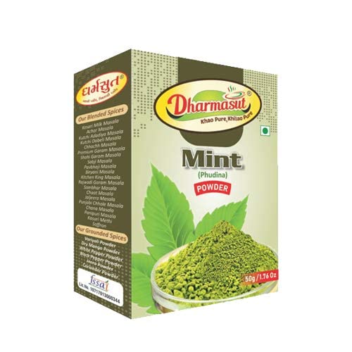 Organic Mint (Phudina) Powder - 50g x 5 Pack Bundle | Fresh & Aromatic Herbal Supplement for Cooking, Tea, Smoothies & Ayurvedic Remedies