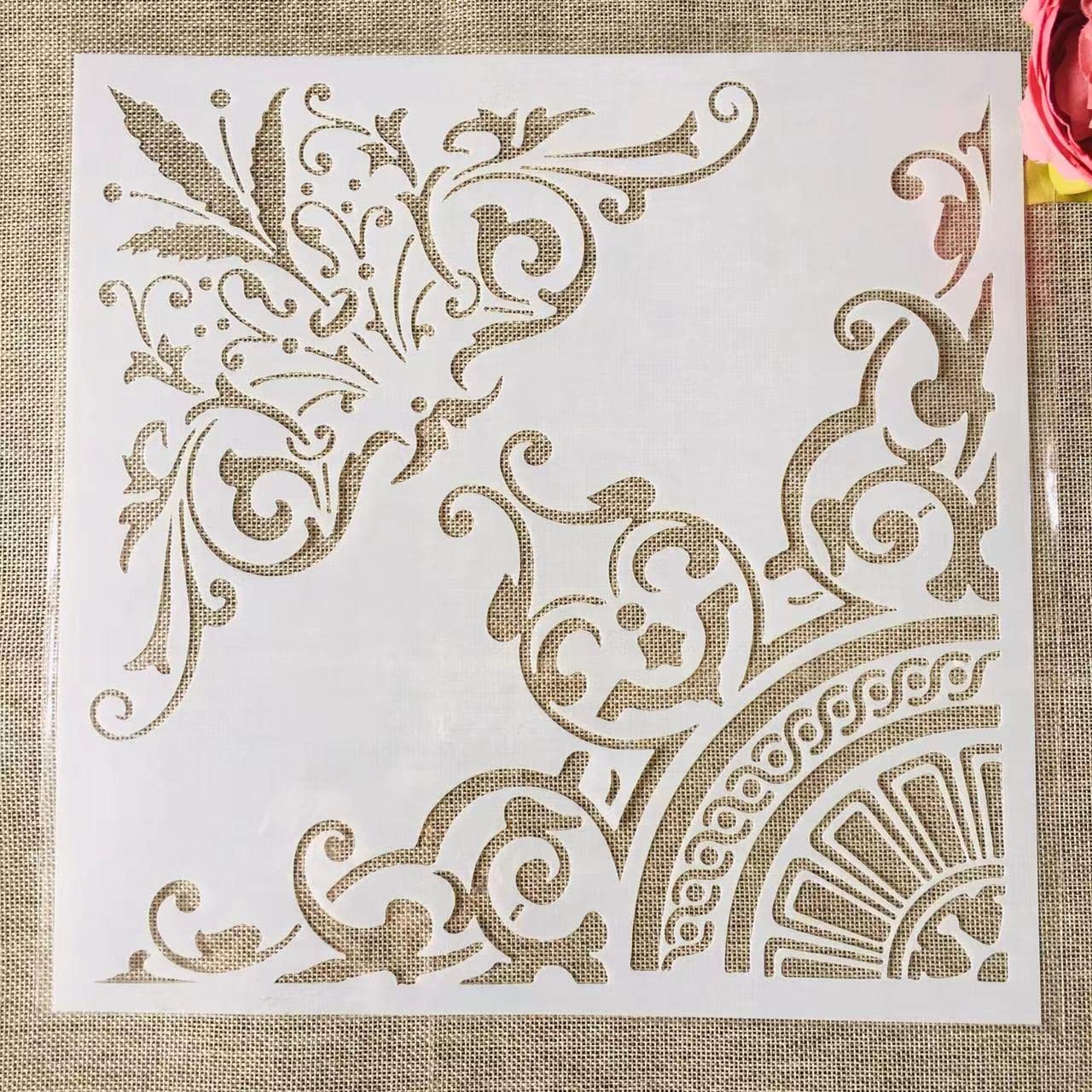 30x30cm Reusable Geometric Palace Frame Stencils for DIY Painting - Wall, Floor, Furniture & Home Decor - Perfect for Scrapbooking, Craft Projects & Interior Design